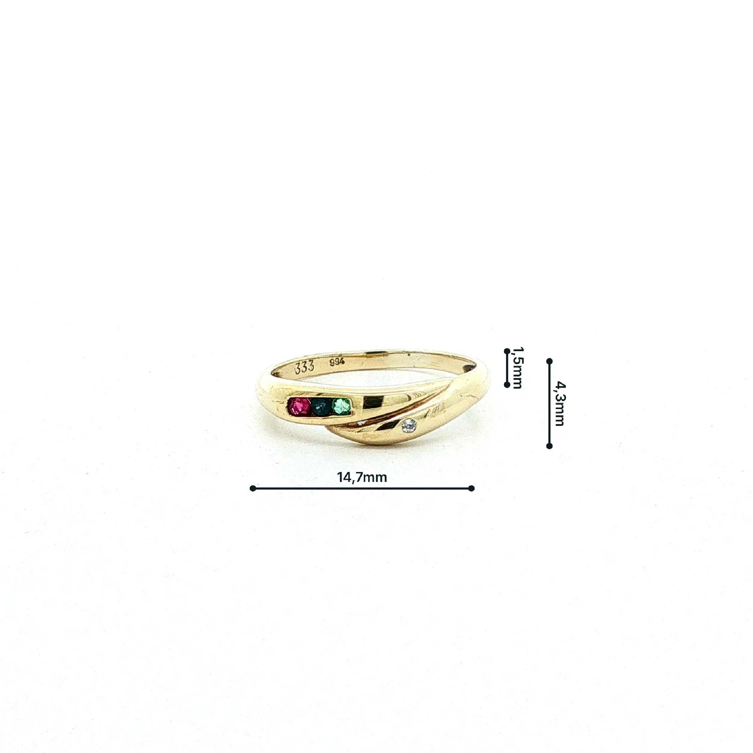 Ring Gelbgold mit Rubin, Saphir, Smaragd & Diamant