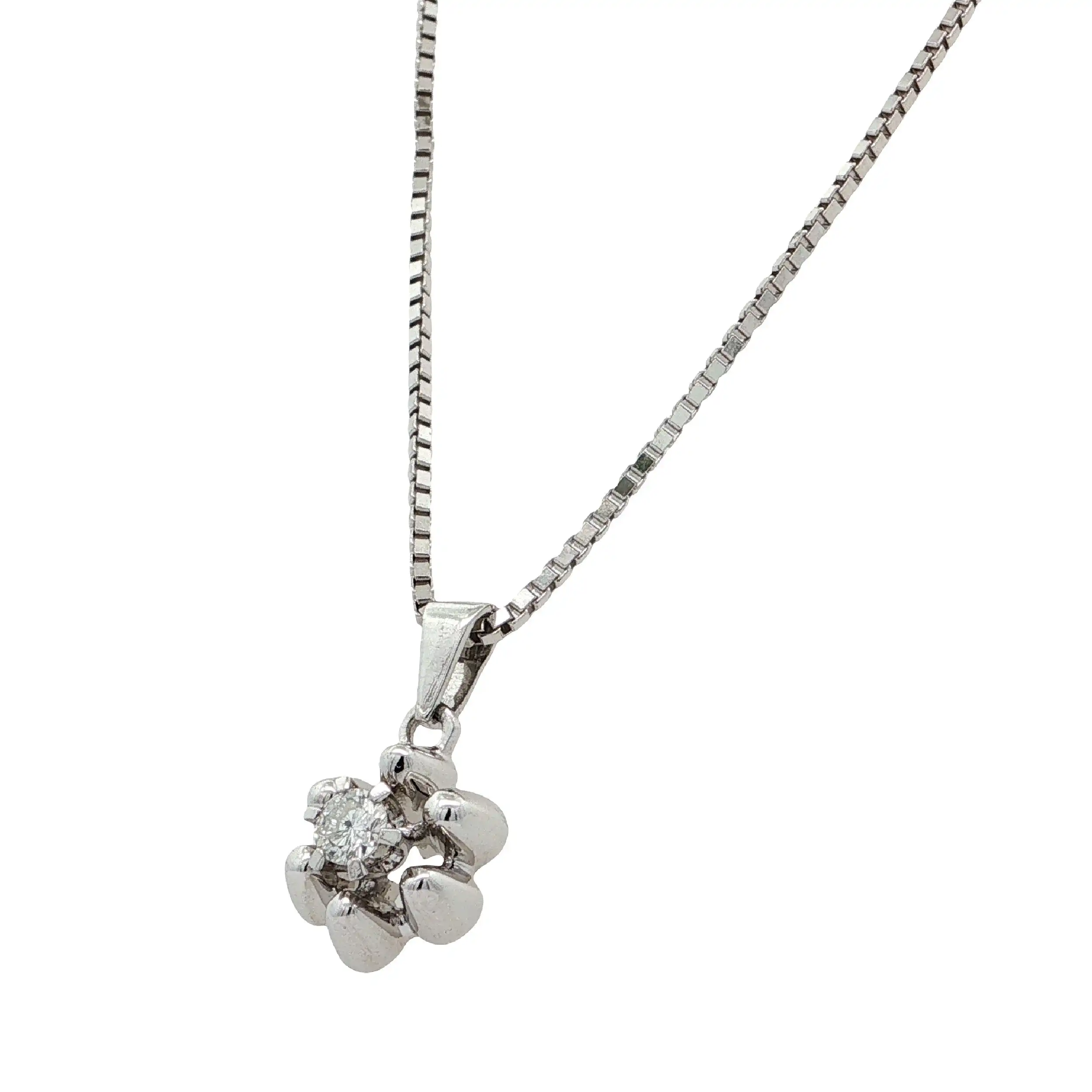 Veneziakette Weißgold mit Anhänger & Brillant Veneziakette Weißgold mit Anhänger & Brillant
