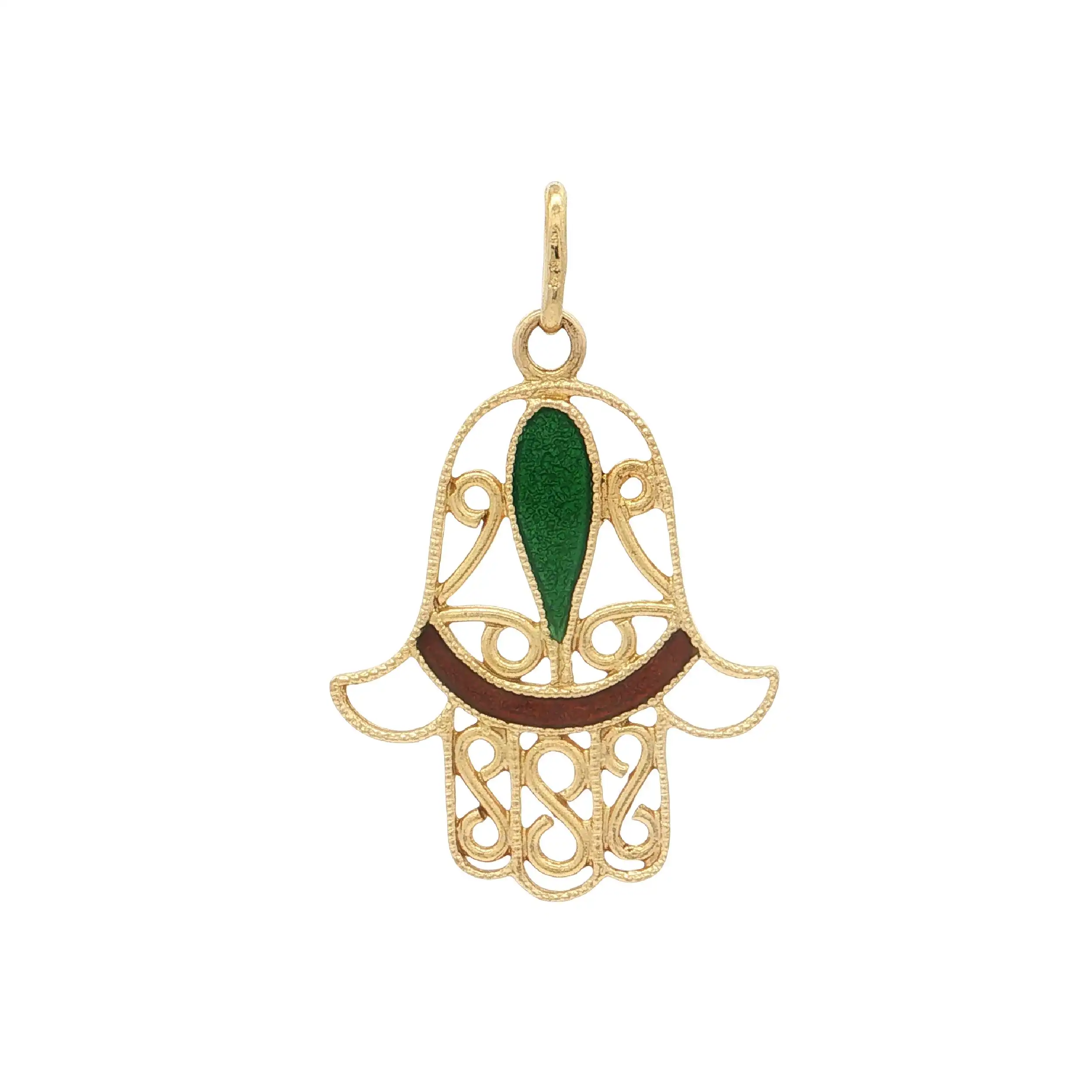 Anhänger Gelbgold "Hand der Fatima" mit Emaille Anhänger Gelbgold "Hand der Fatima" mit Emaille