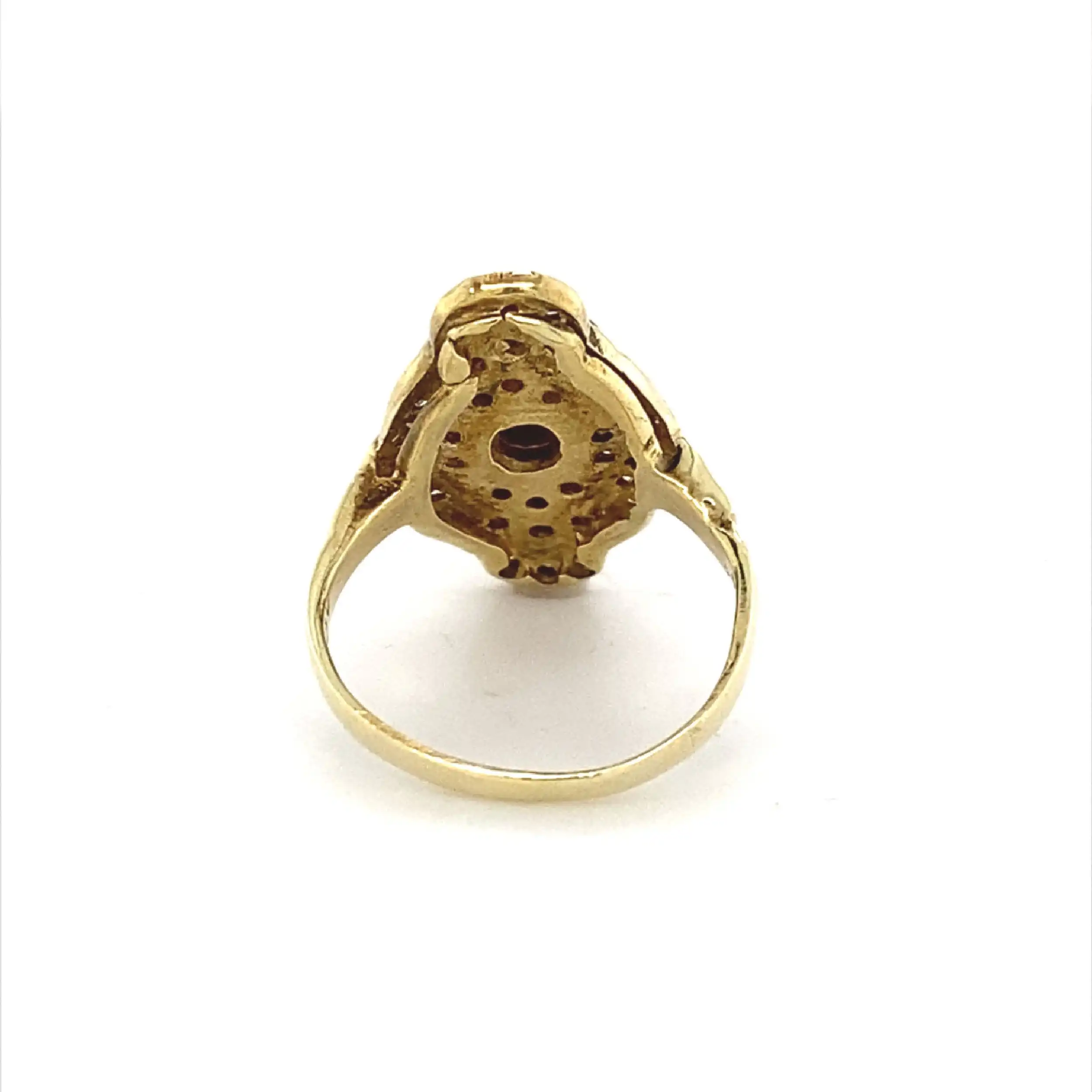 Ring Gelbgold mit Zirkonia und rotem Farbstein Ring Gelbgold mit Zirkonia und rotem Farbstein