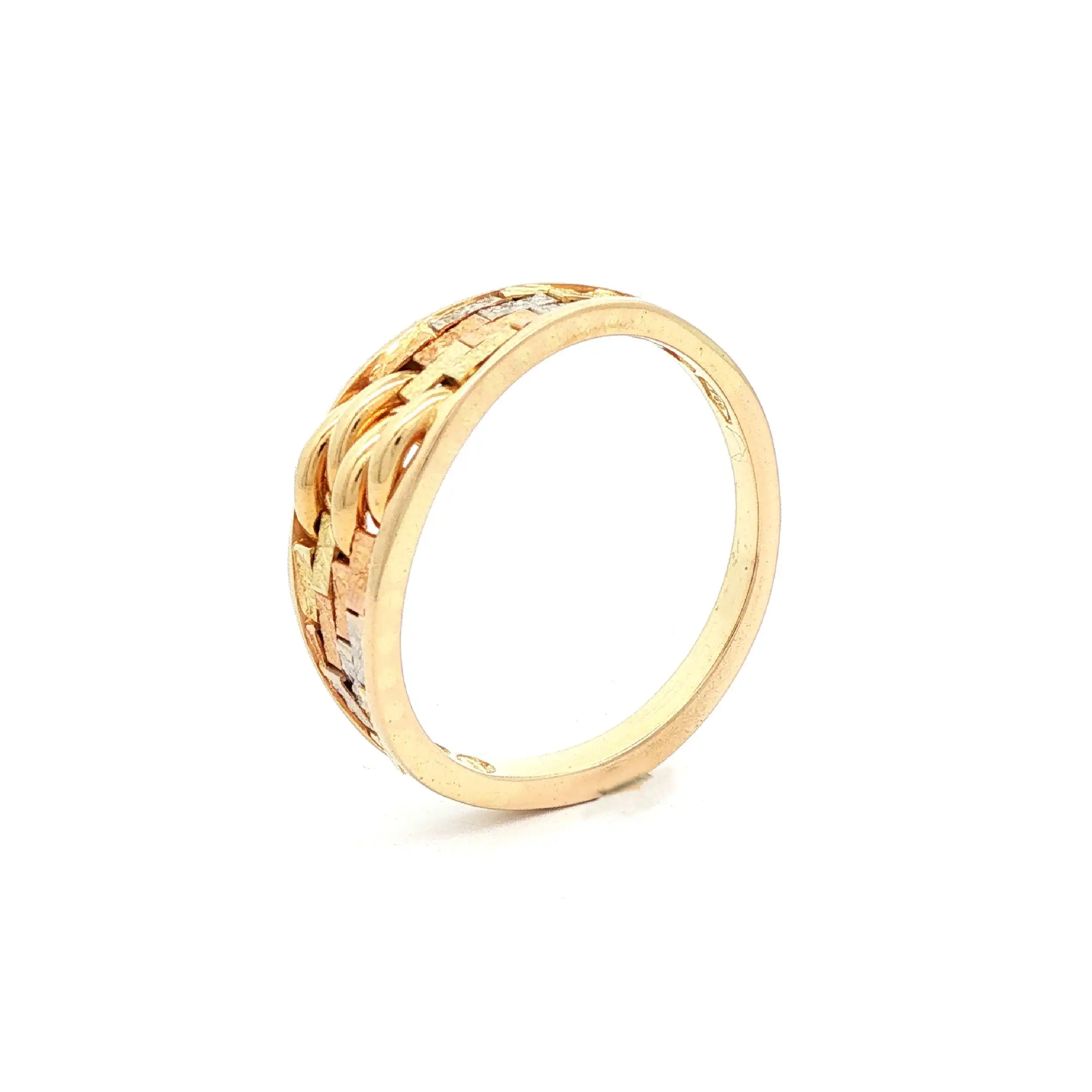 Ring Gelbgold mit Tricolor Elementen