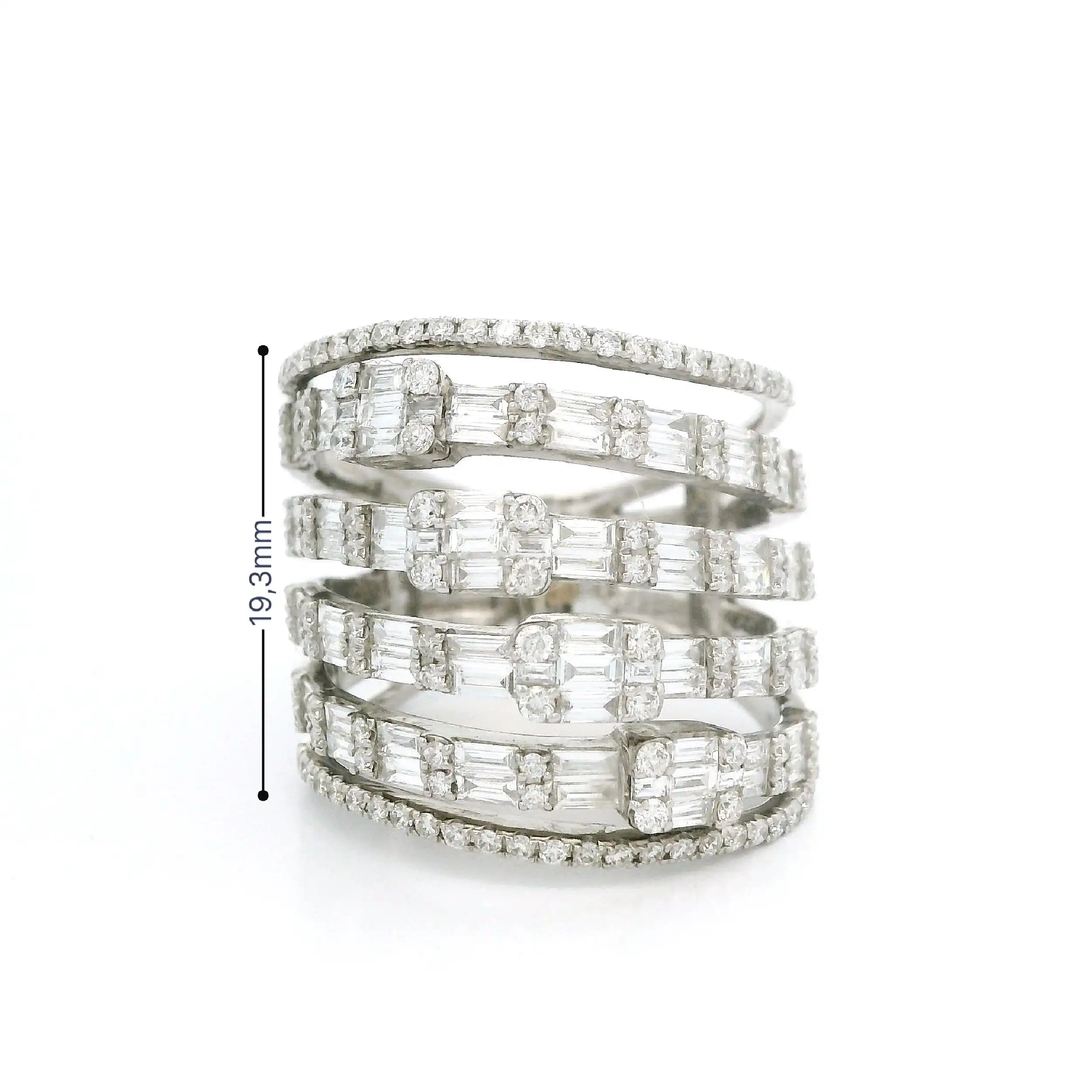 Ring Weißgold mit Baguette Diamanten und Brillanten