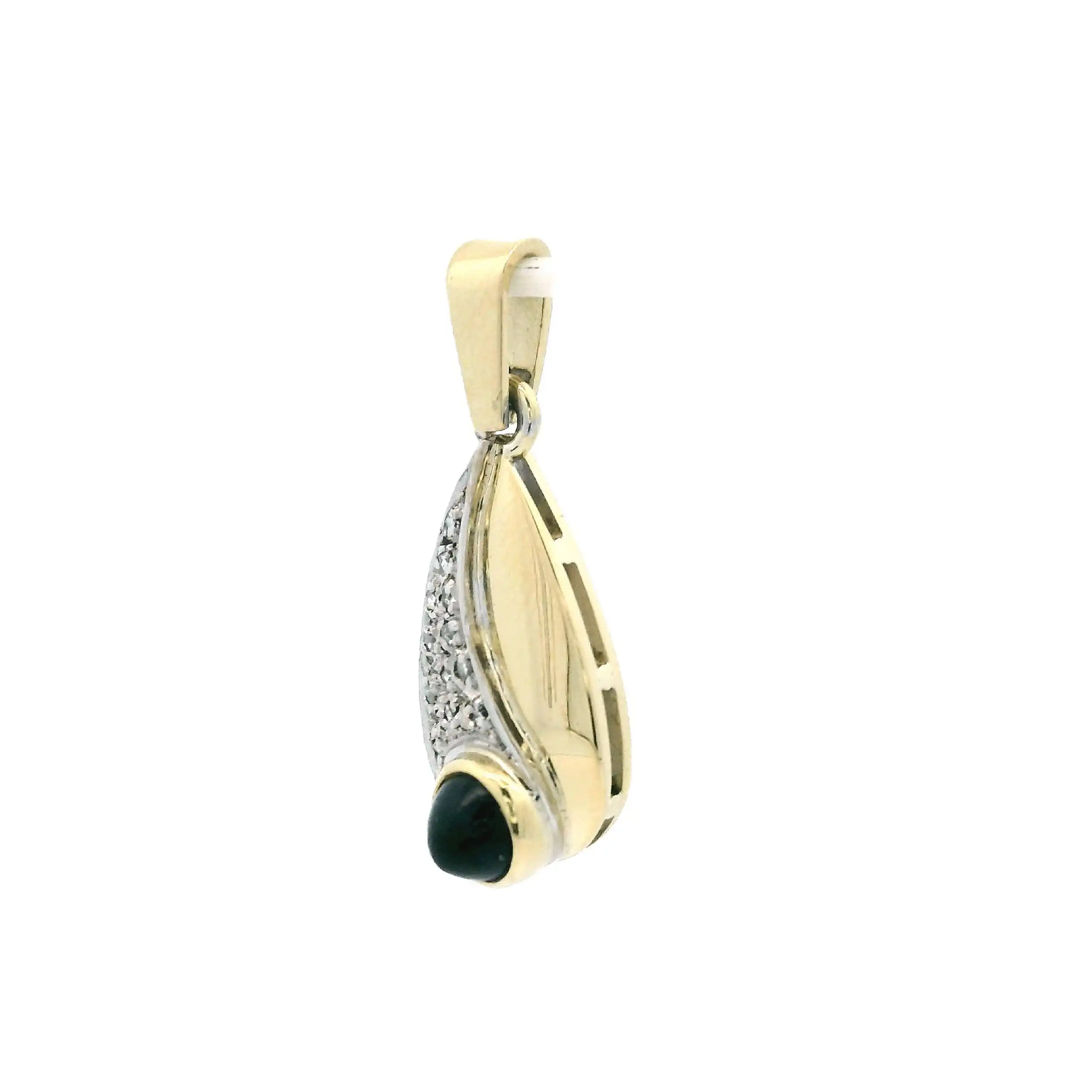 Anhänger Bicolor mit Diamantensplitter und blauem Cabochon Anhänger Bicolor mit Diamantensplitter und blauem Cabochon