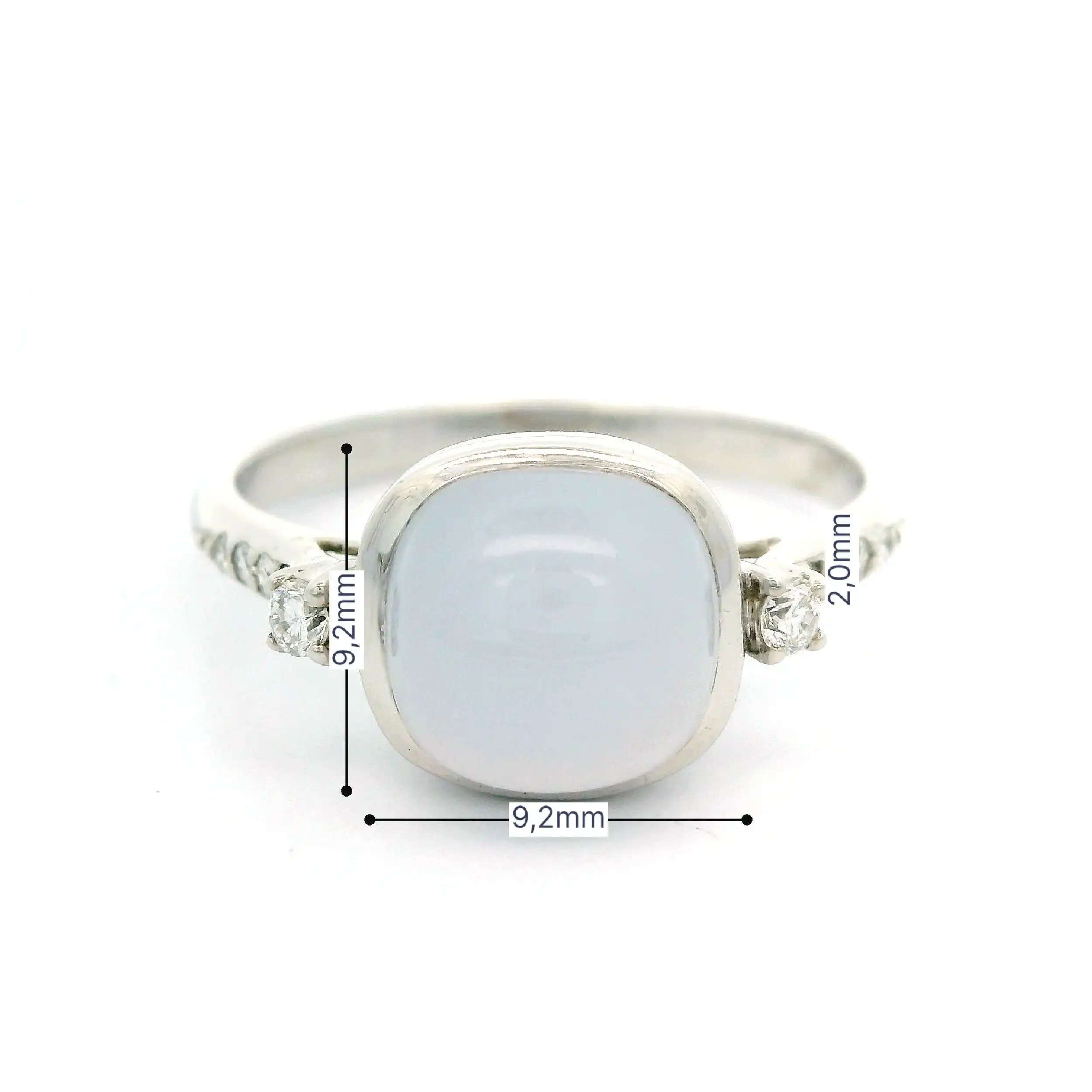 Ring Weißgold mit Chalcedon und Brillant