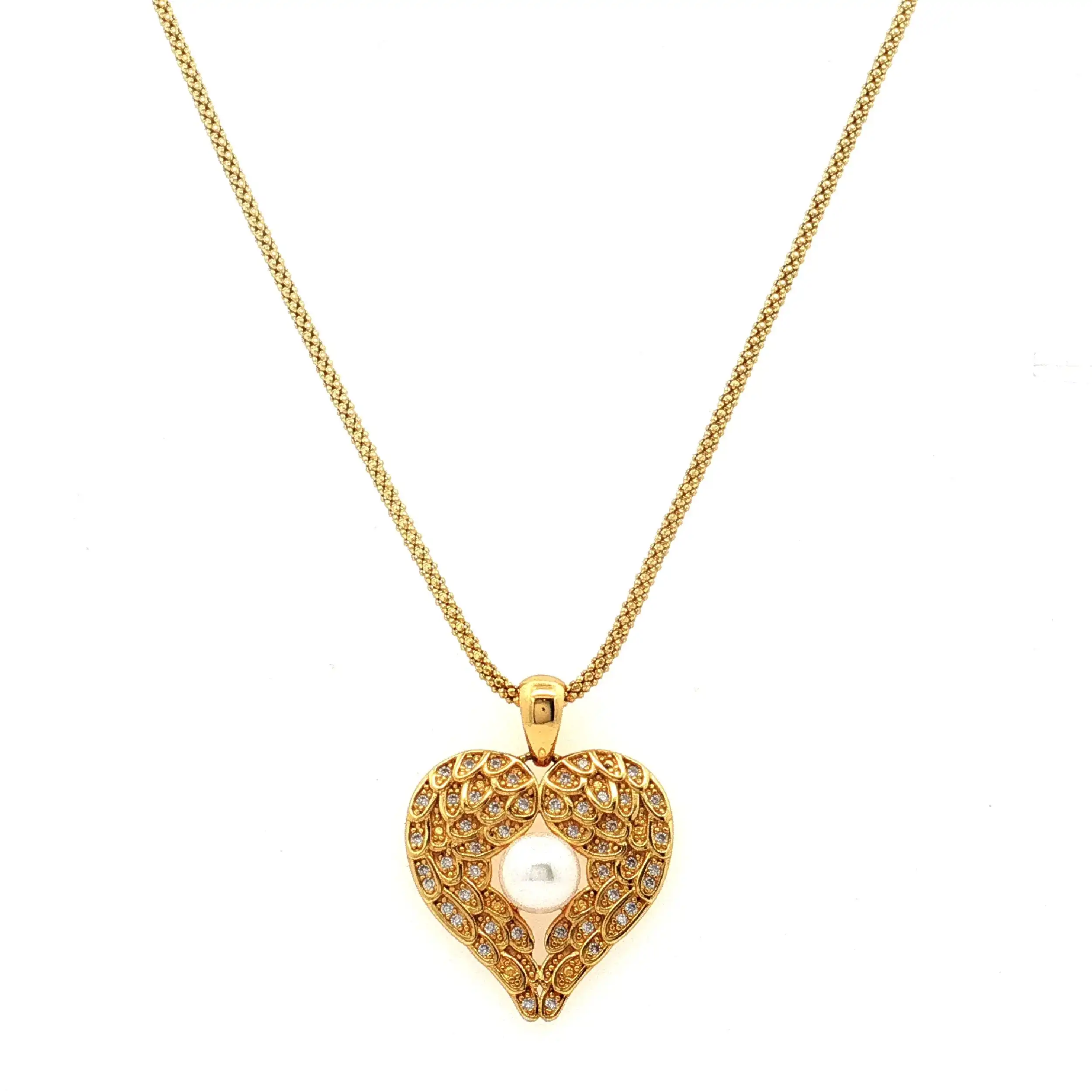 Kette mit Anhänger Perle und Zirkoniabesatz Kette mit Anhänger Perle und Zirkoniabesatz