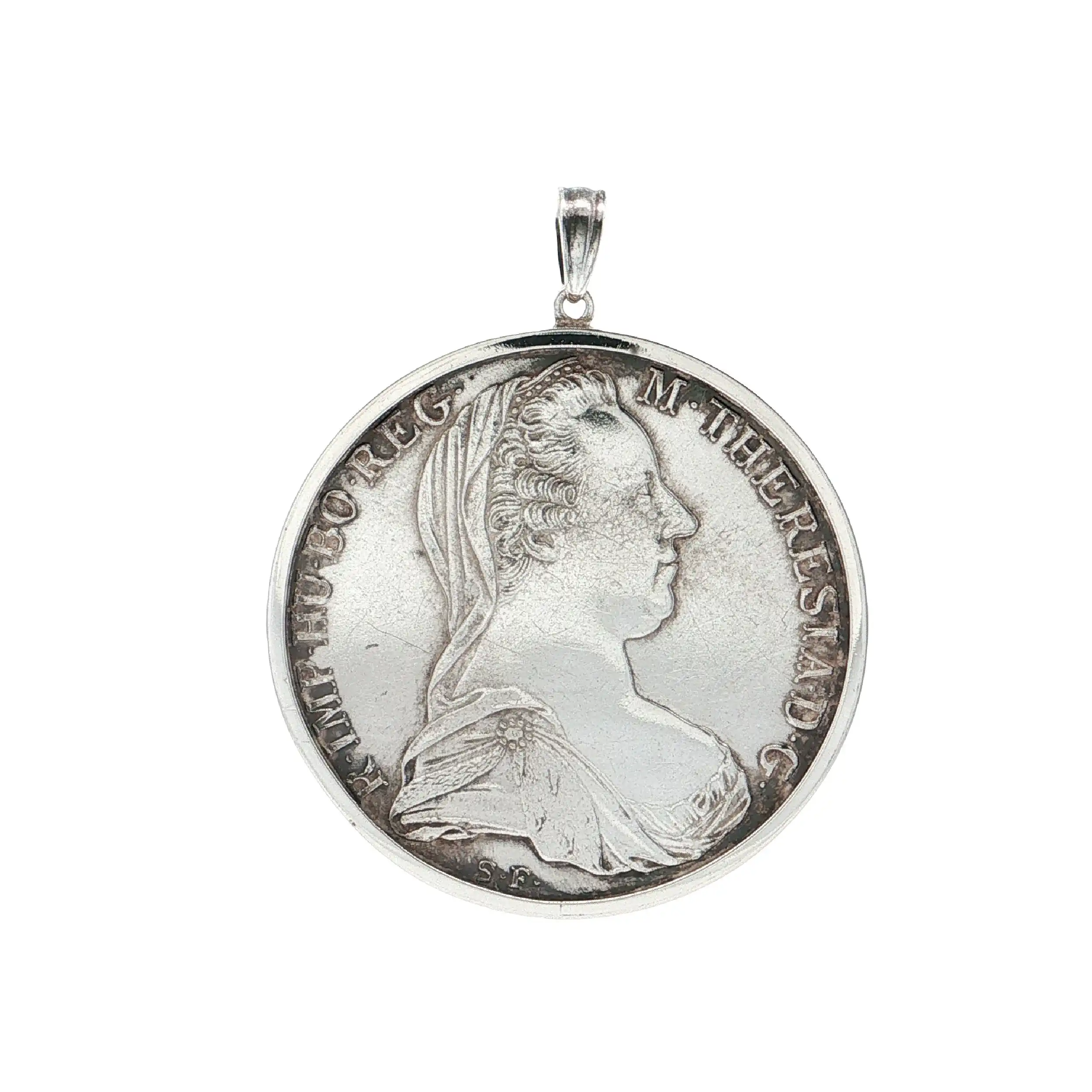 Münze Silber mit Fassung "Maria-Theresien-Taler"