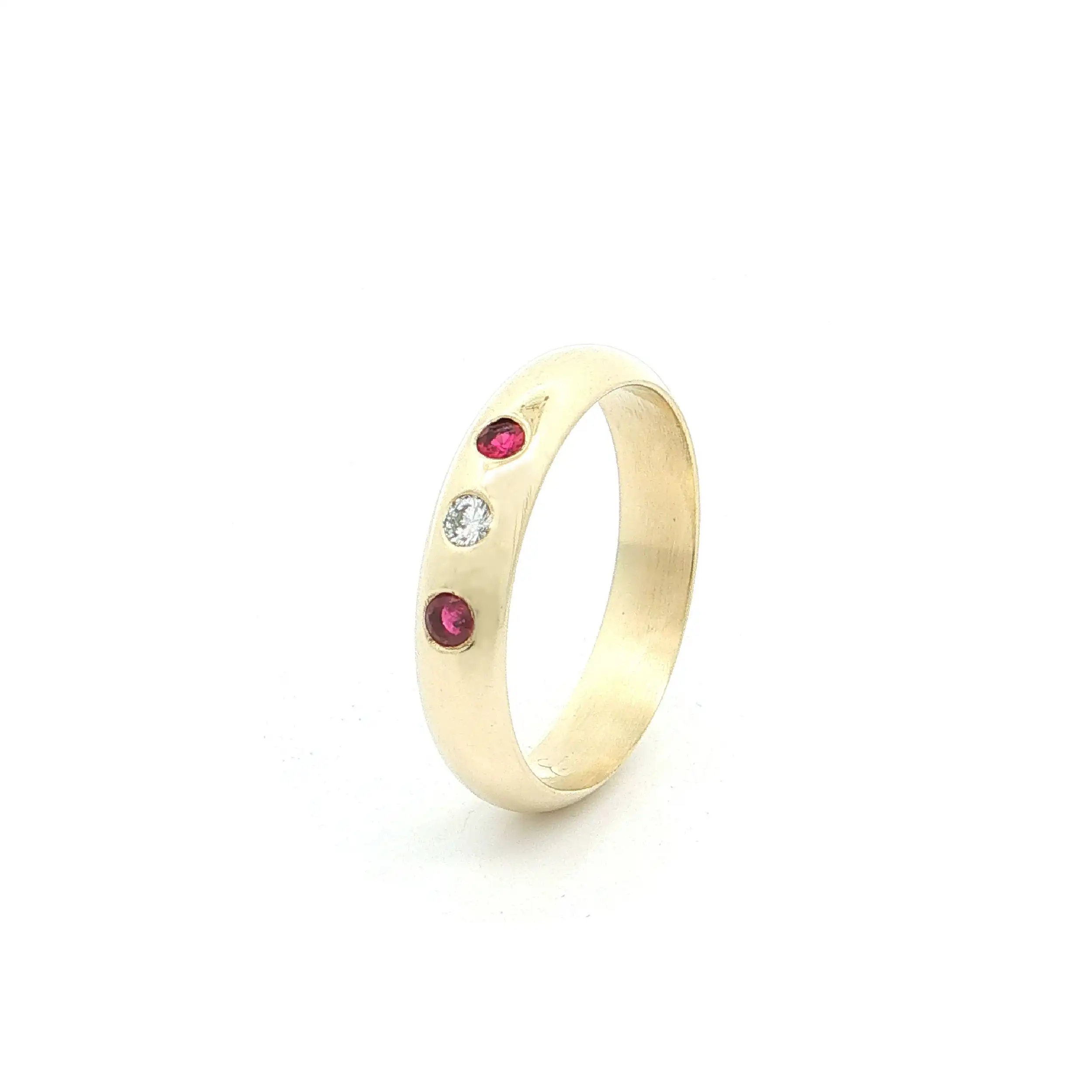 Bandring Gelbgold mit Brillant und Rubinen