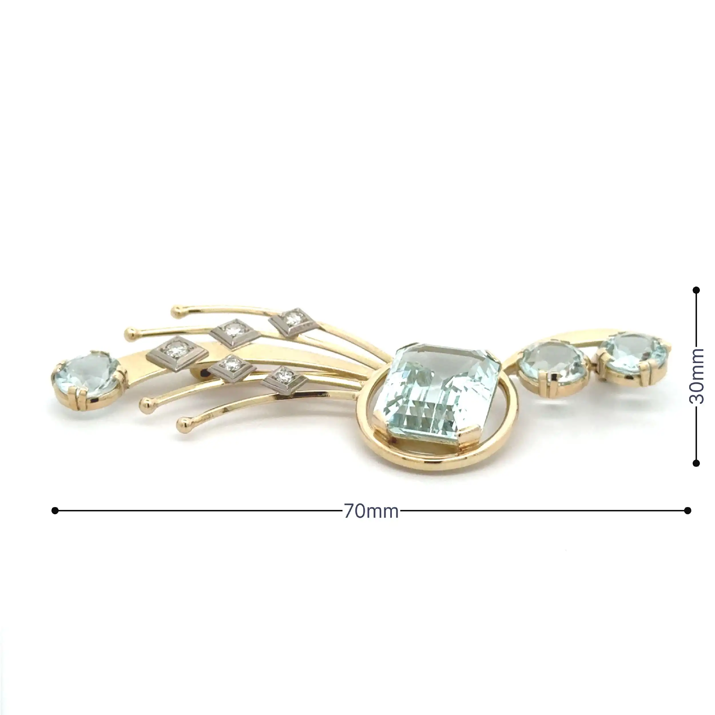 Brosche Gelbgold mit Brillanten & Aquamarin Brosche Gelbgold mit Brillanten & Aquamarin