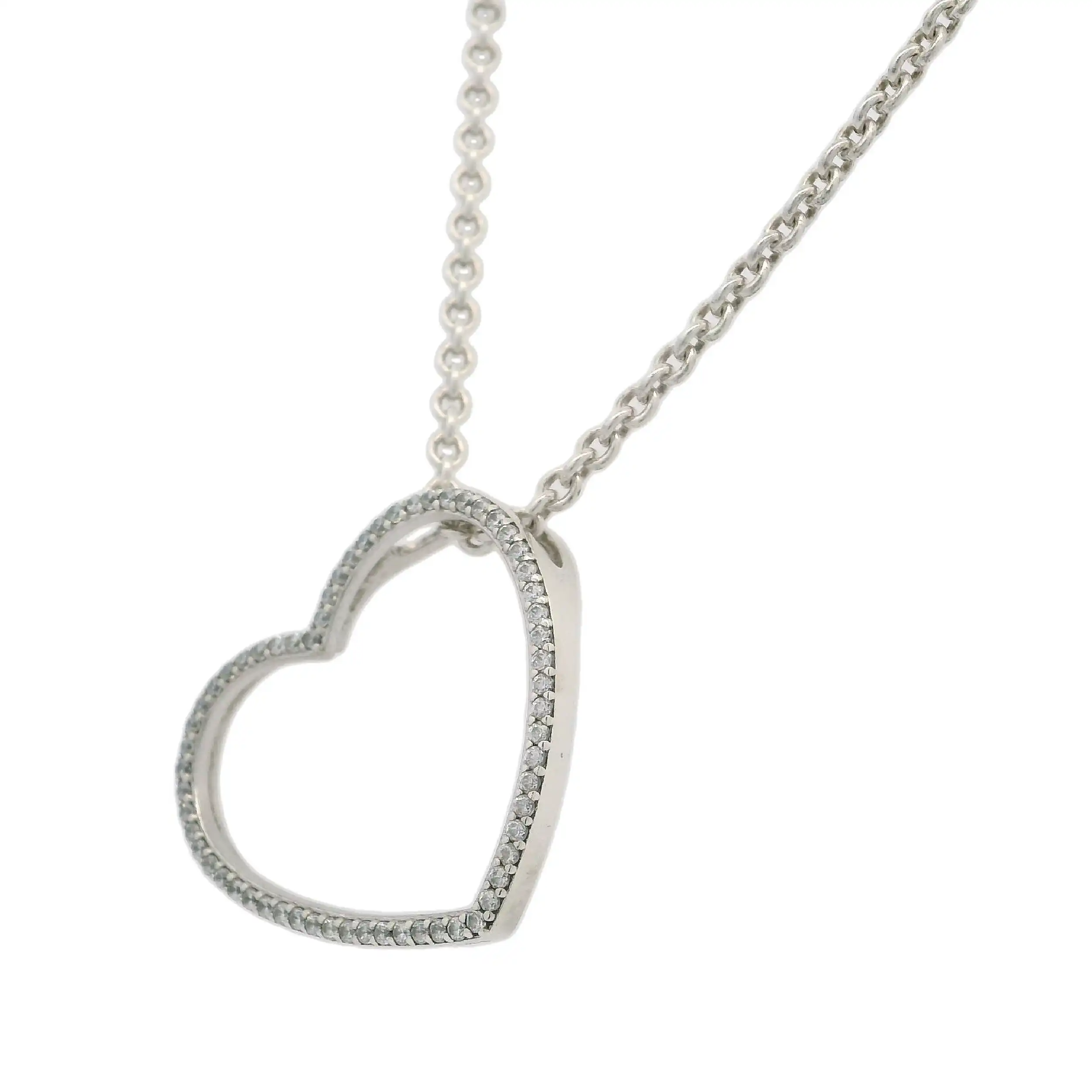 Ankerkette Silber mit Anhänger Herz & Zirkonia Ankerkette Silber mit Anhänger Herz & Zirkonia
