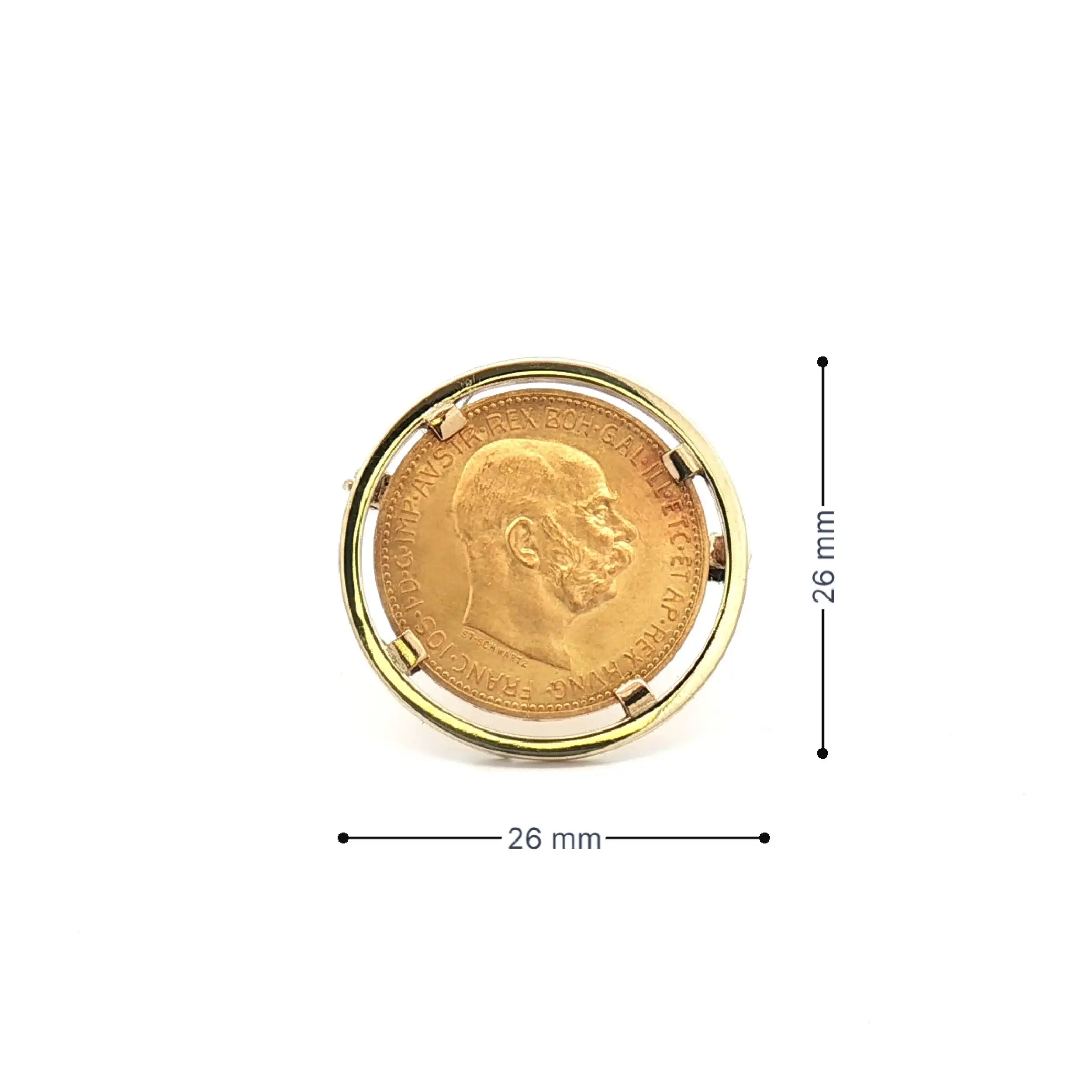 Brosche Gelbgold mit Münze 20 Corona 1894 Franz Joseph Brosche Gelbgold mit Münze 20 Corona 1894 Franz Joseph