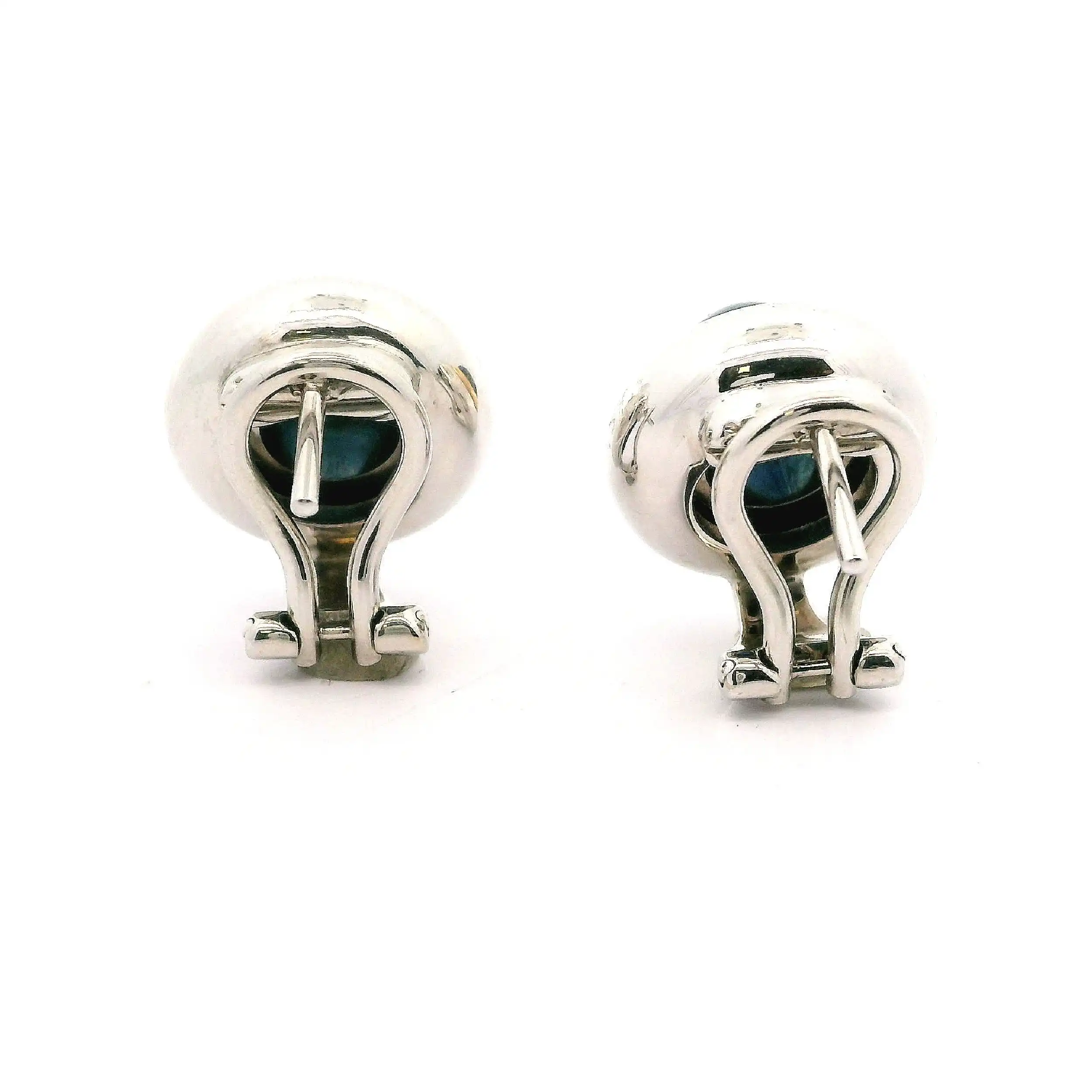 Paar Ohrringe Bicolor Chopard Happy Sport mit Saphir Cabochon mit Box und Papieren Paar Ohrringe Bicolor Chopard Happy Sport mit Saphir Cabochon mit Box und Papieren