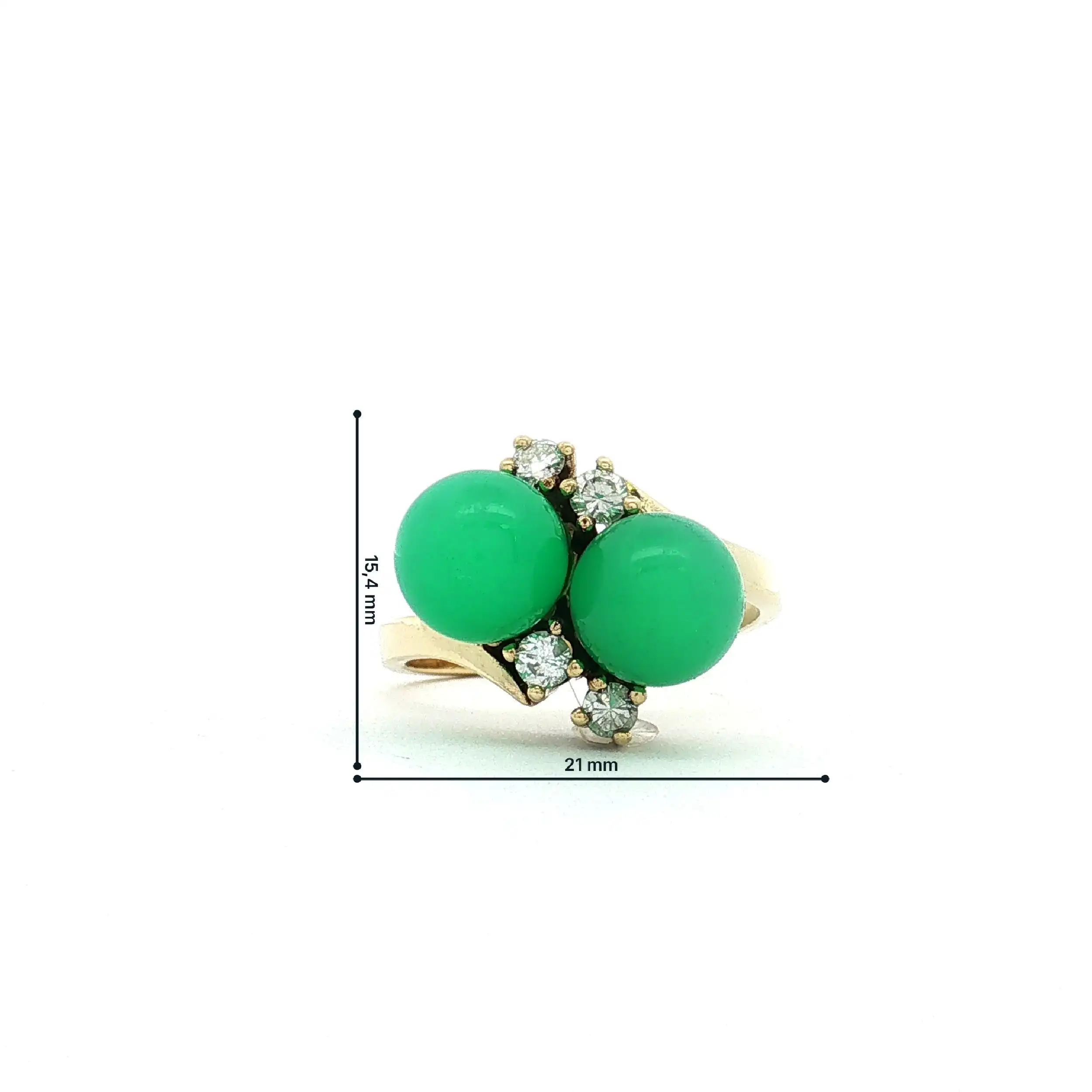 Ring Gelbgold mit Brillanten Chrysopras Cabochons