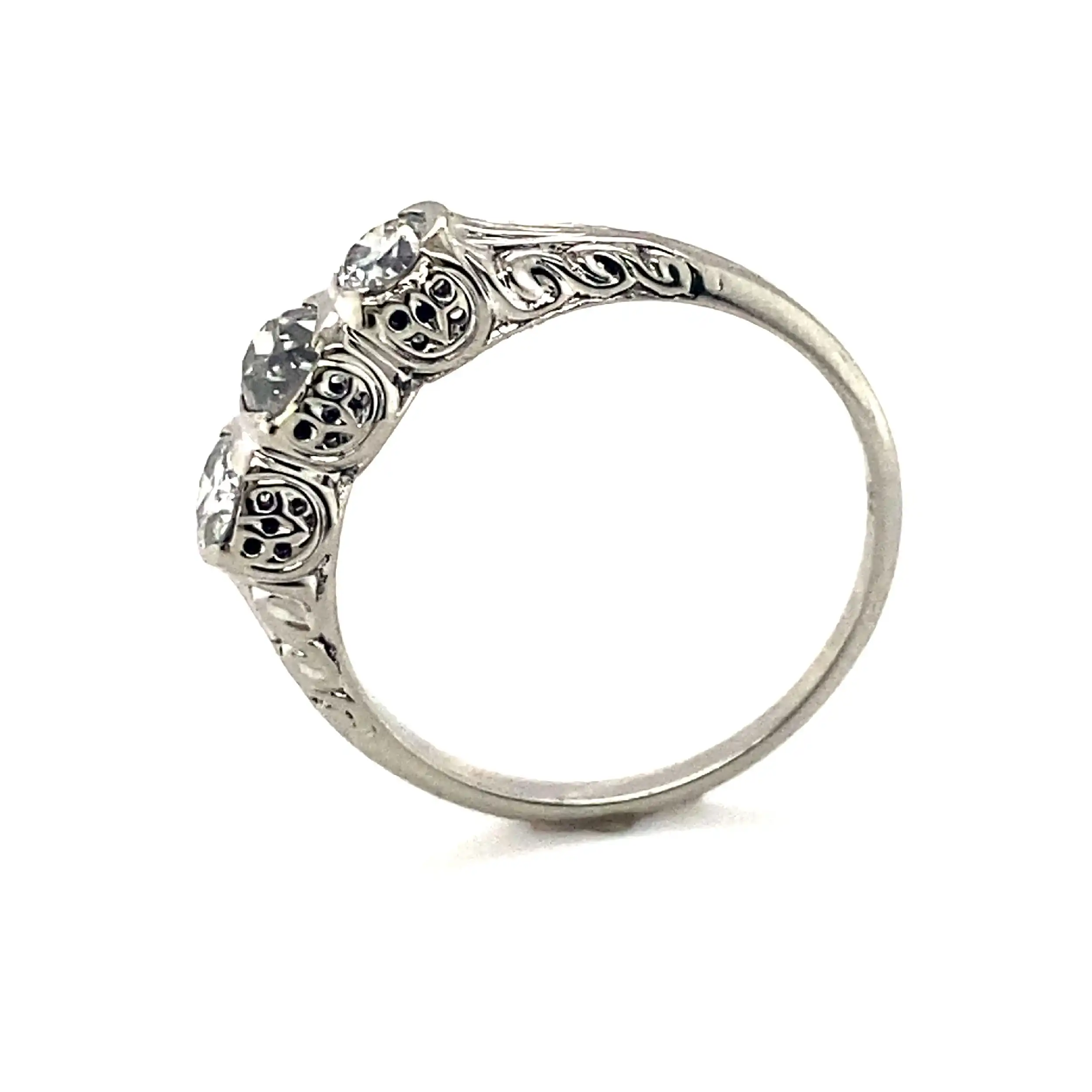 Ring Weißgold mit 3 Altschliff Diamanten Ring Weißgold mit 3 Altschliff Diamanten