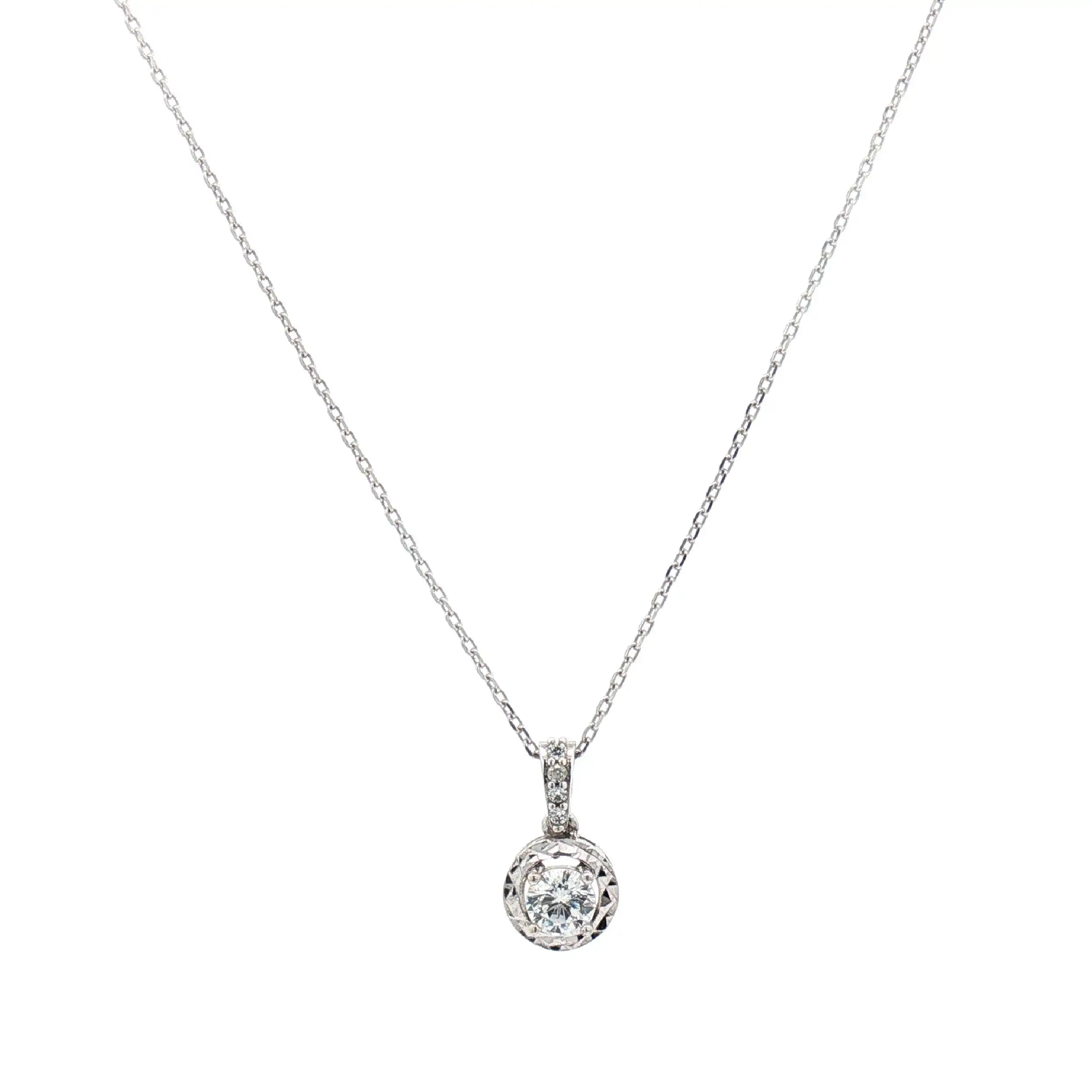 Kette Weißgold mit Anhänger und Zirkonia