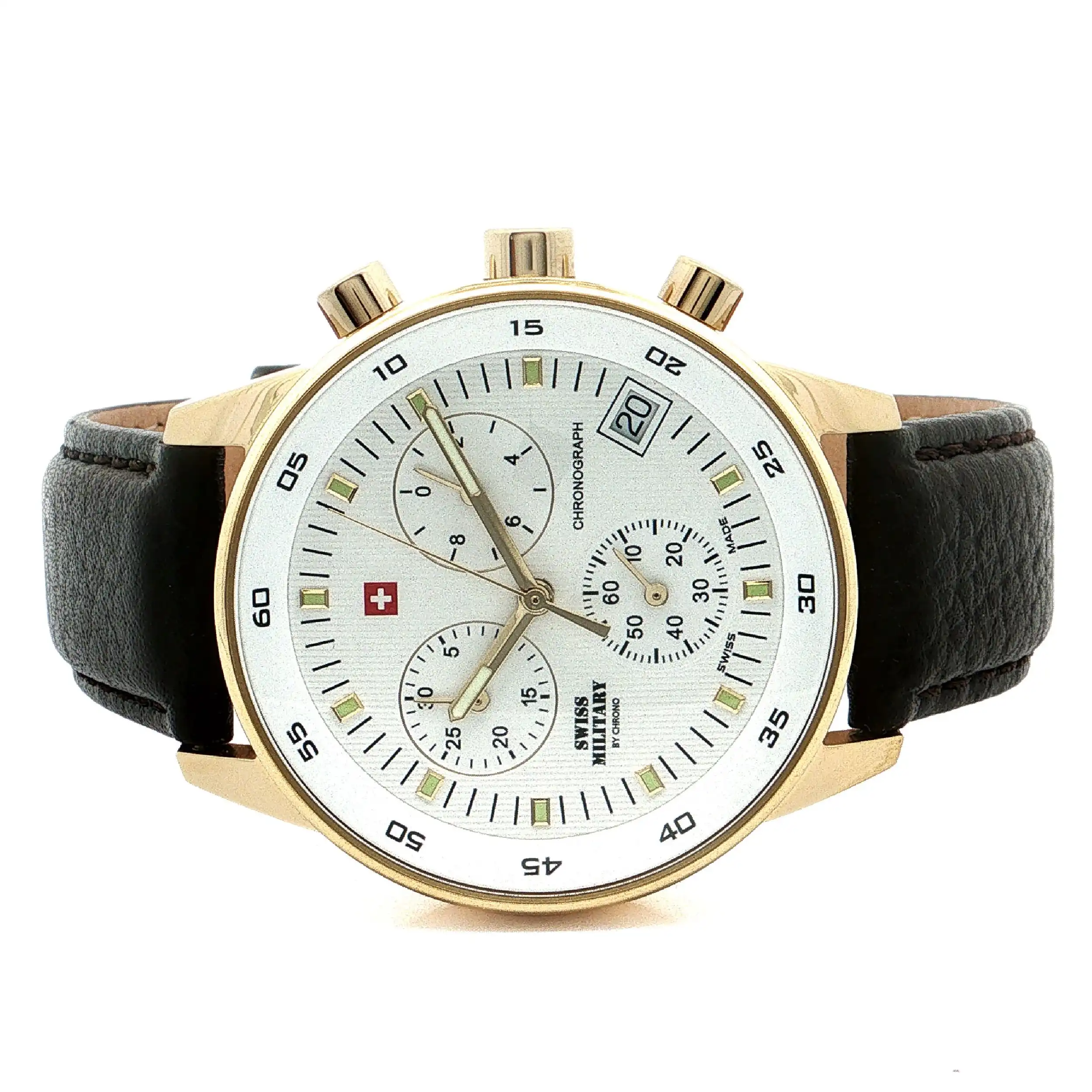 Herrenuhr Quartz Swiss Military Chronograph vergoldet Herrenuhr Quartz Swiss Military Chronograph vergoldet