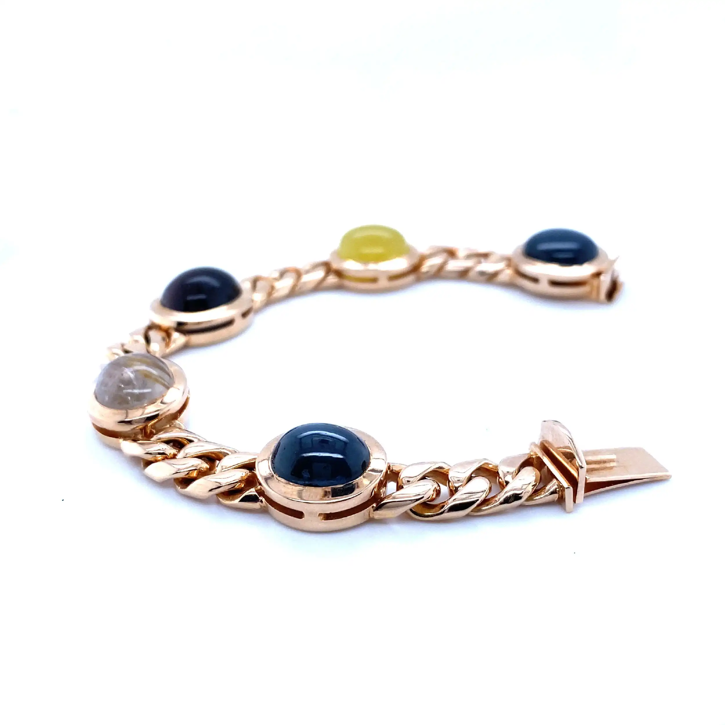 Armband Rosegold mit Sternsaphiren, Bergkristall, Skapolith-Katzenauge und Opal mit EPL Expertise Armband Rosegold mit Sternsaphiren, Bergkristall, Skapolith-Katzenauge und Opal mit EPL Expertise