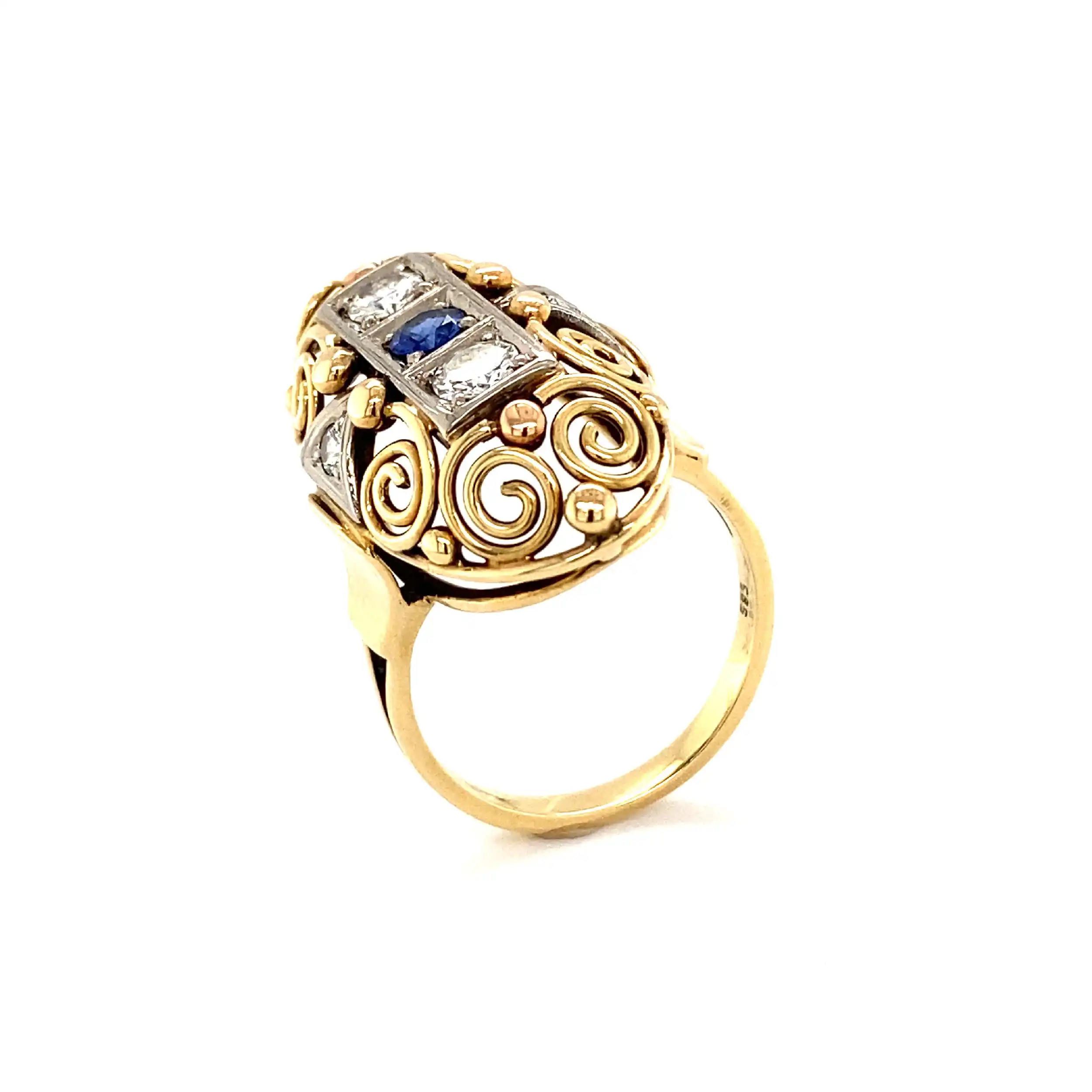 Ring Bicolor mit Saphir & Brillanten
