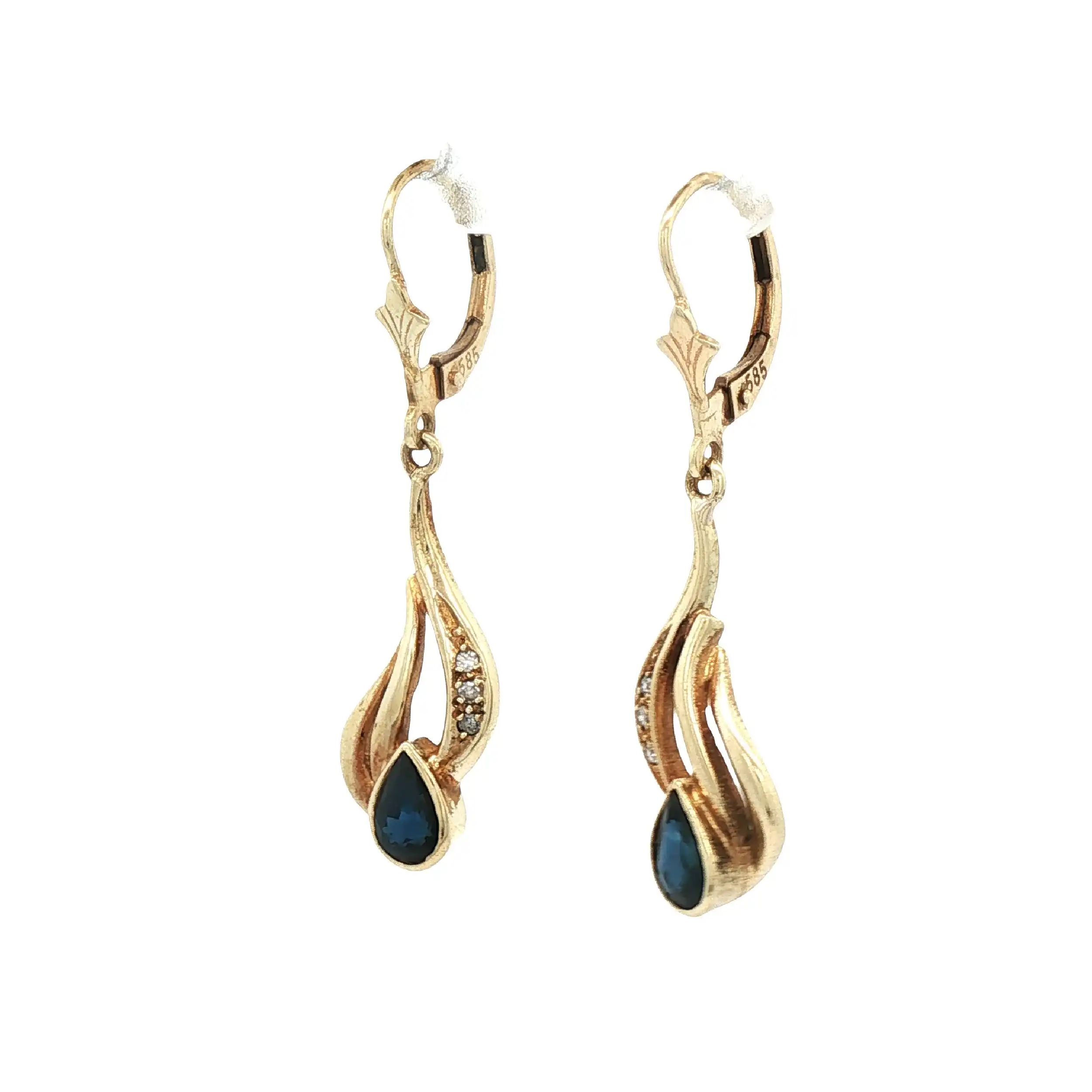 Ohrhänger Gelbgold mit Saphir und Diamanten Ohrhänger Gelbgold mit Saphir und Diamanten
