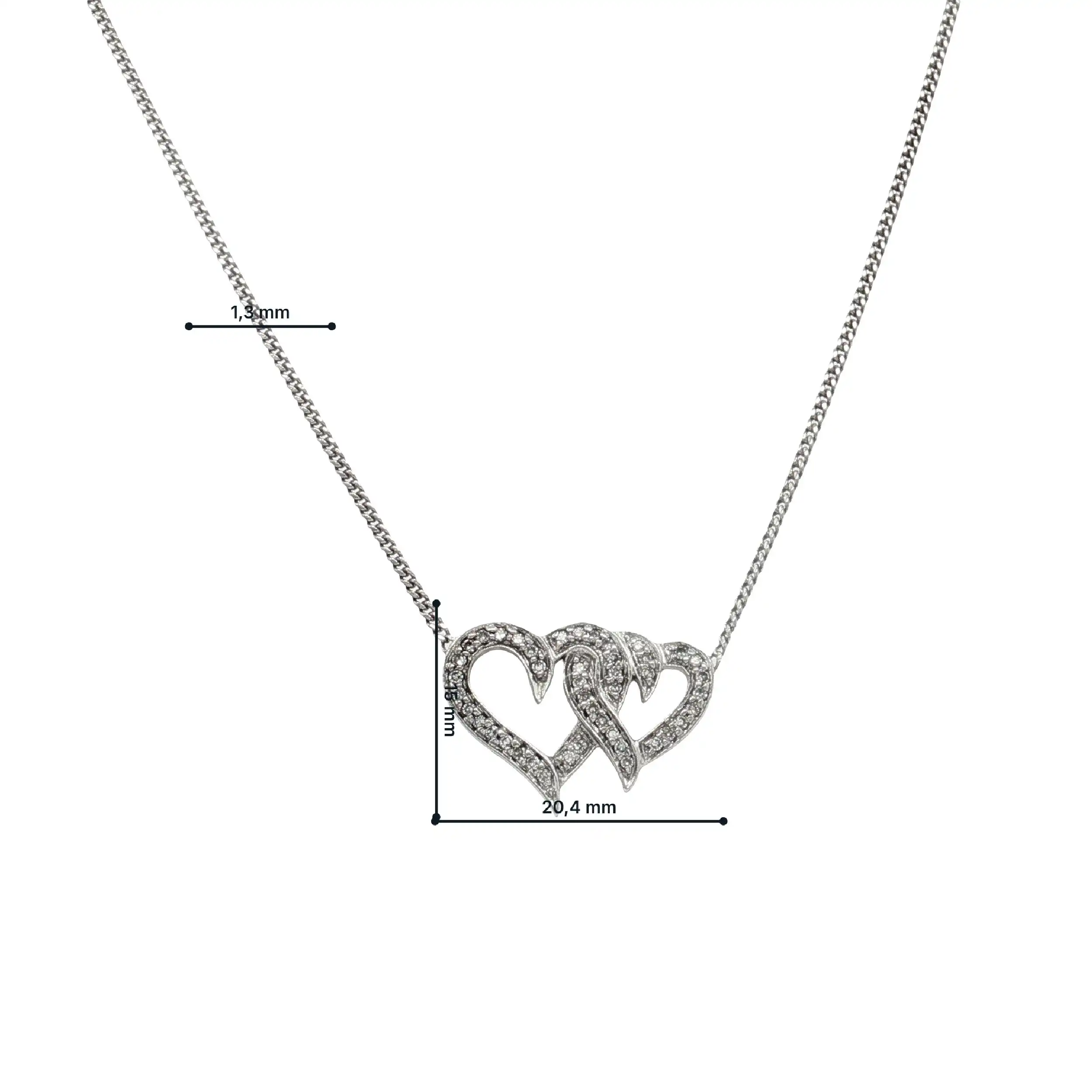 Collier Weißgold verschlungene Herzen mit Diamanten Collier Weißgold verschlungene Herzen mit Diamanten