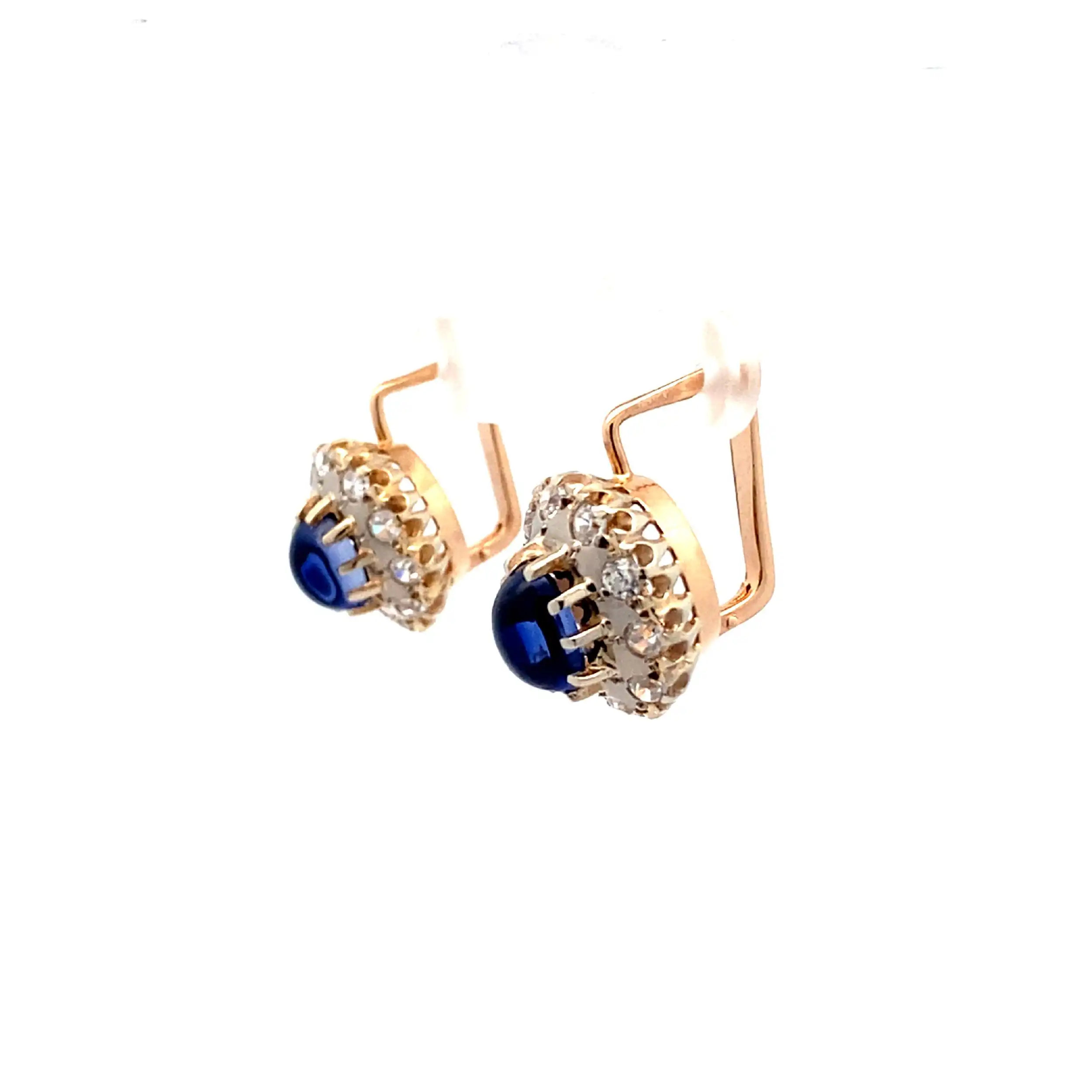 Ohrhänger Bicolor mit Zirkonia und blauem Farbstein