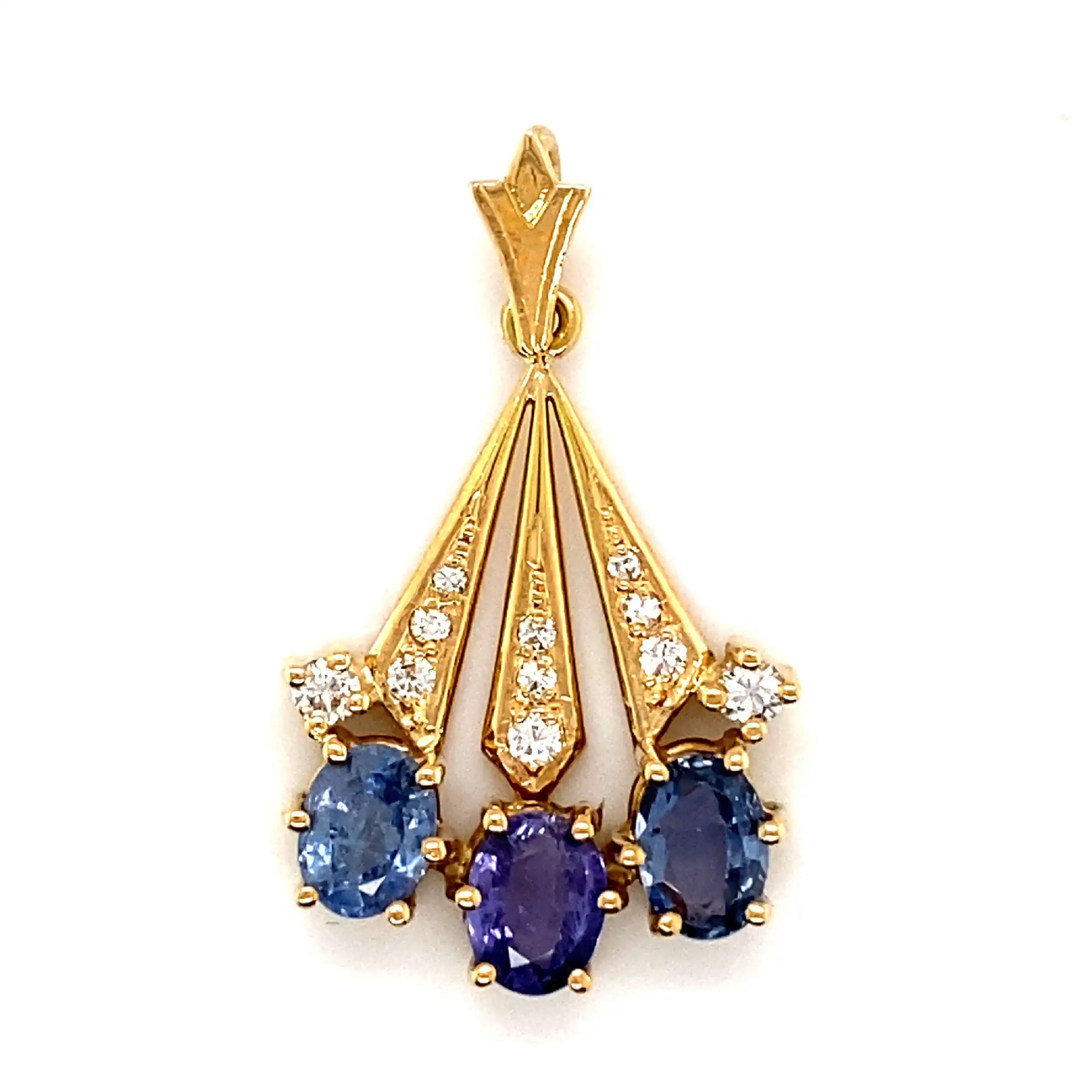 Anhänger Gelbgold mit blauen Farbsteinen & Brillanten Anhänger Gelbgold mit blauen Farbsteinen & Brillanten