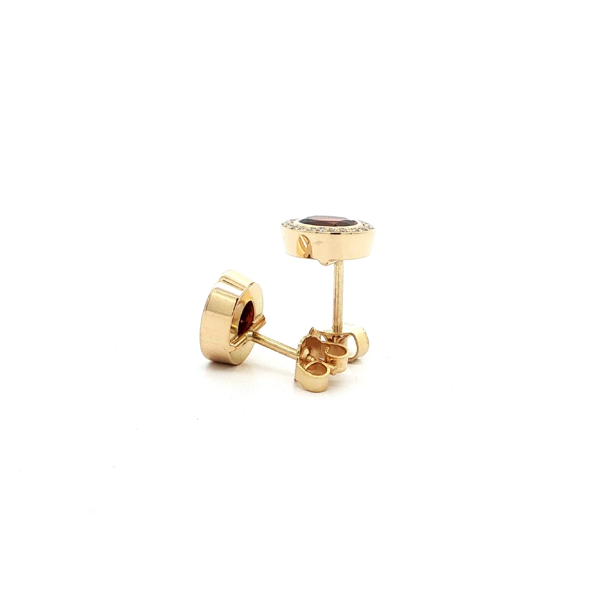 Ohrstecker Gelbgold mit Granat & Brillanten