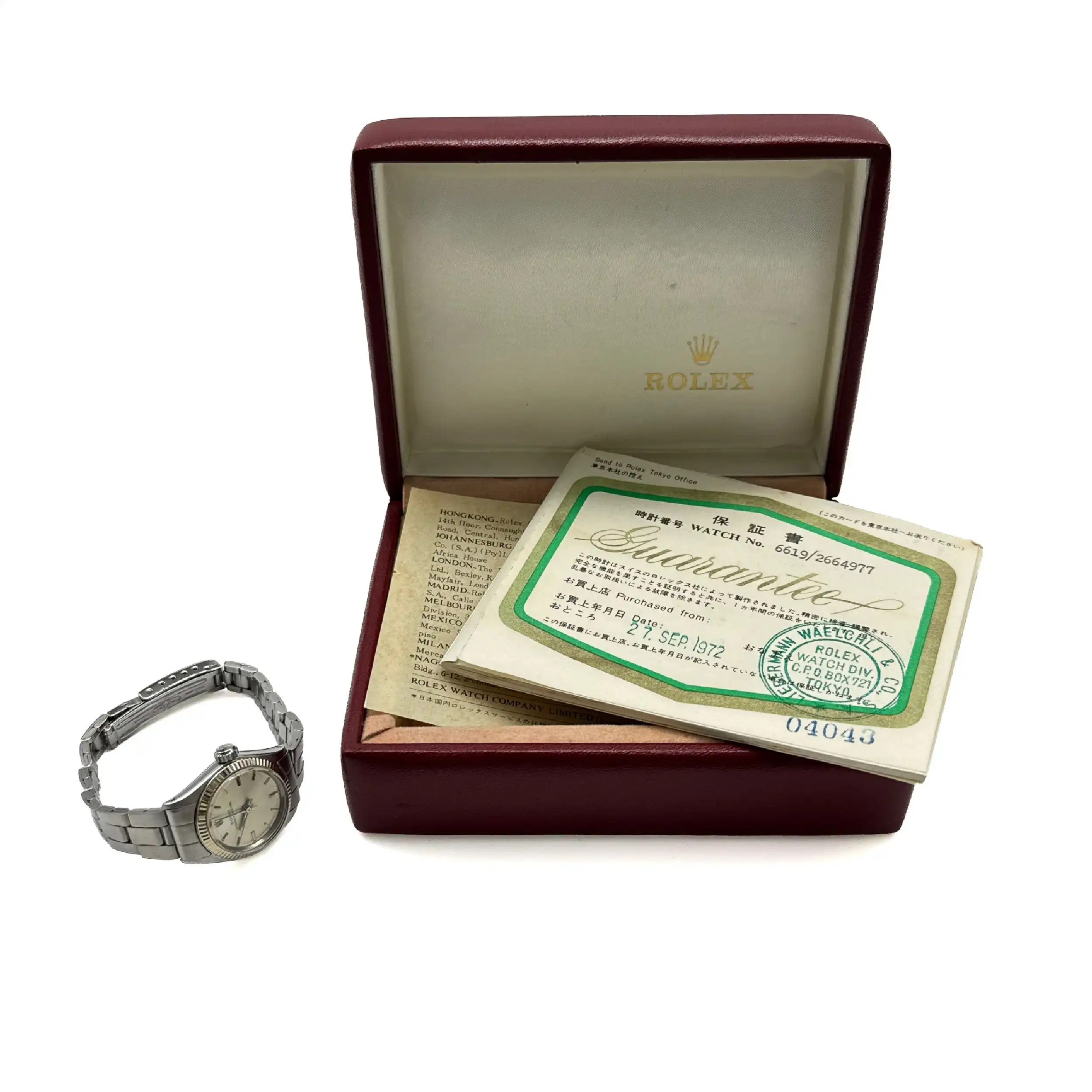 Damenuhr Rolex Oyster Perpetual 25mm Ref.6619 mit Box und Papieren aus 1972