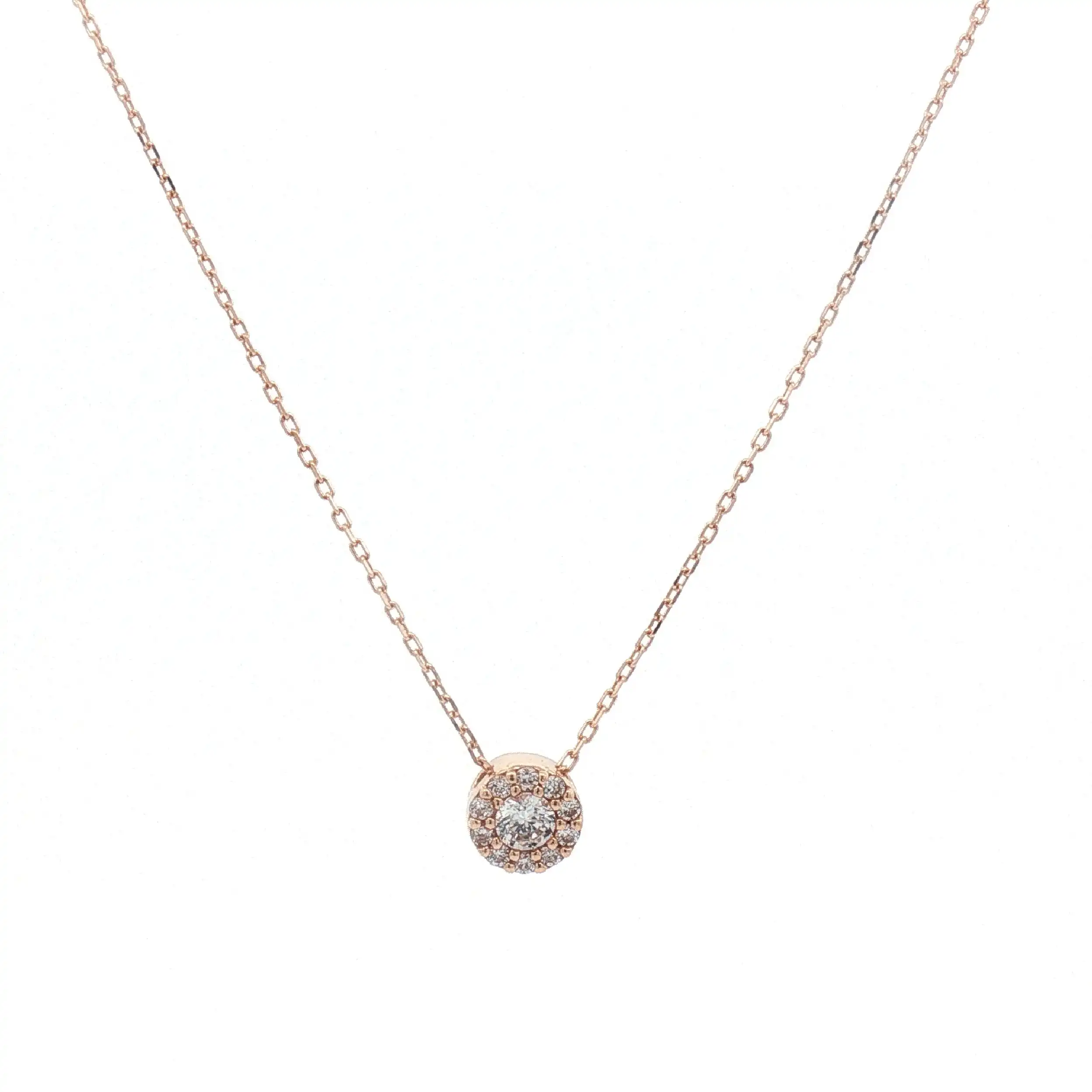 Ankerkette Rosegold mit Zirkoniastein Anhänger