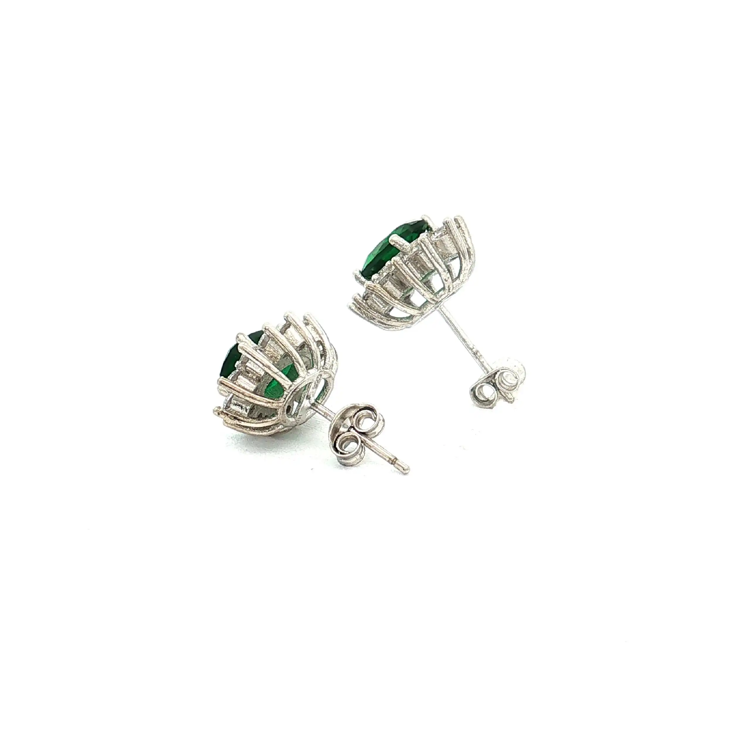 Ohrstecker Silber mit grünem Stein und Zirkonia