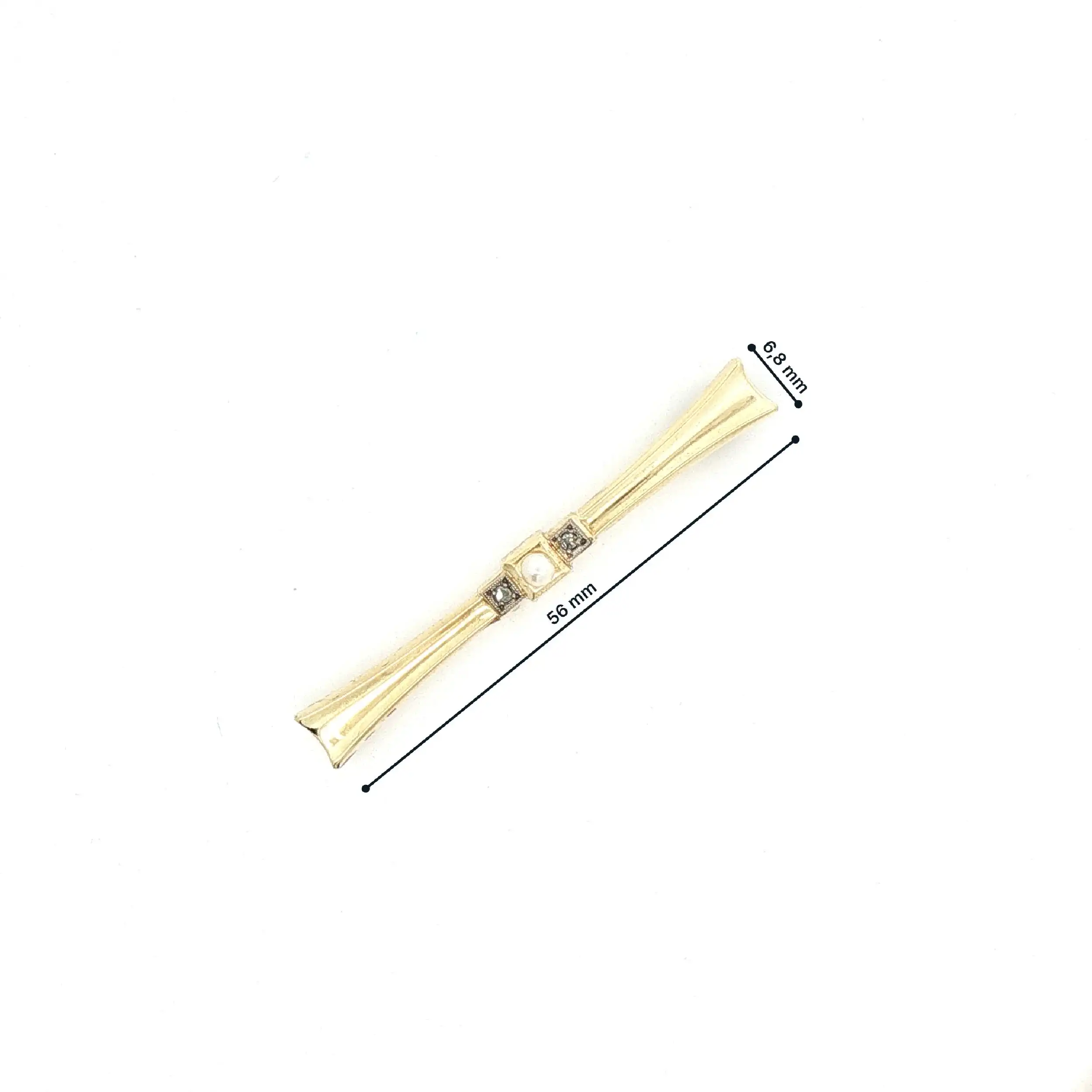 Brosche Gelbgold mit DIamanten und Perle