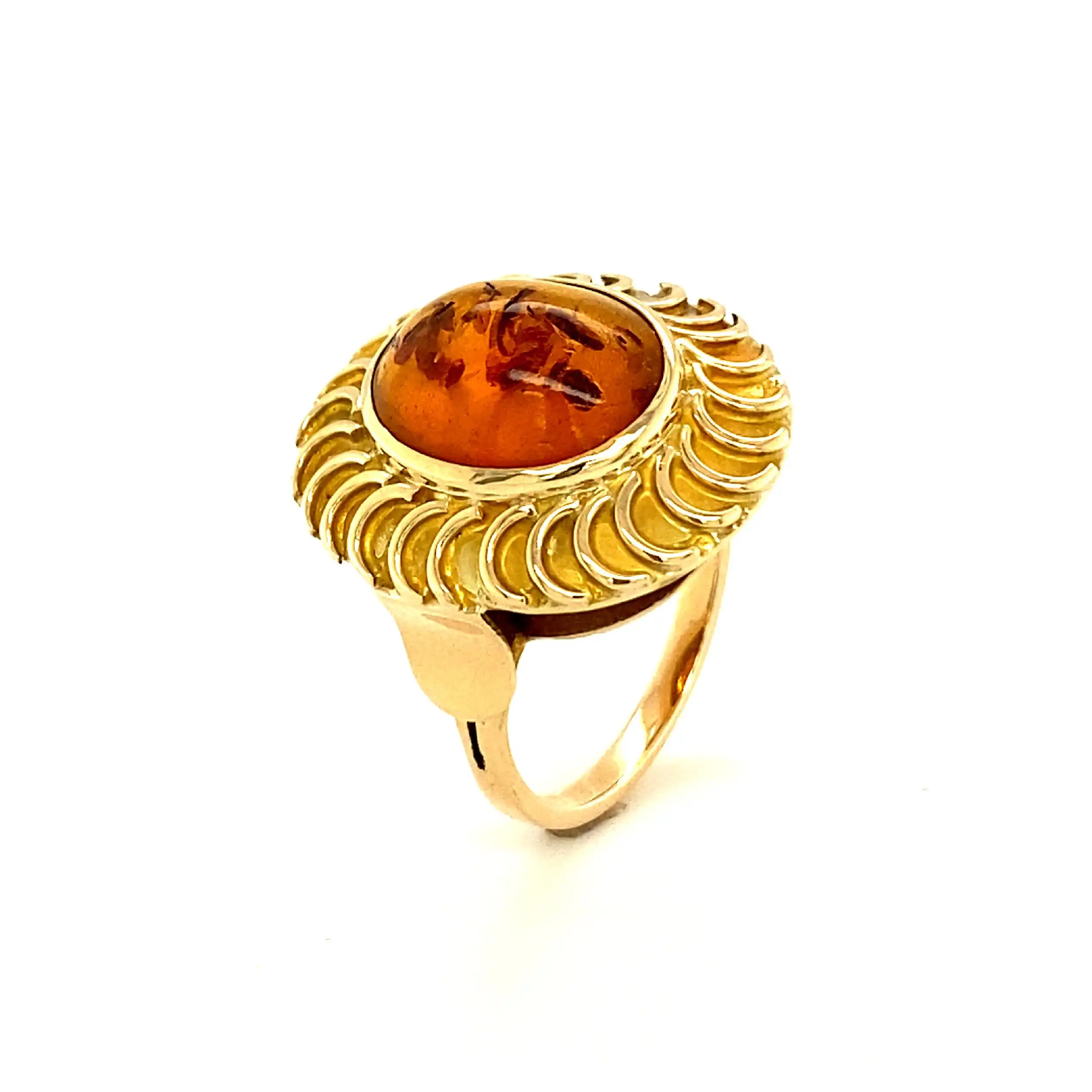 Ring Gelbgold mit Bernstein