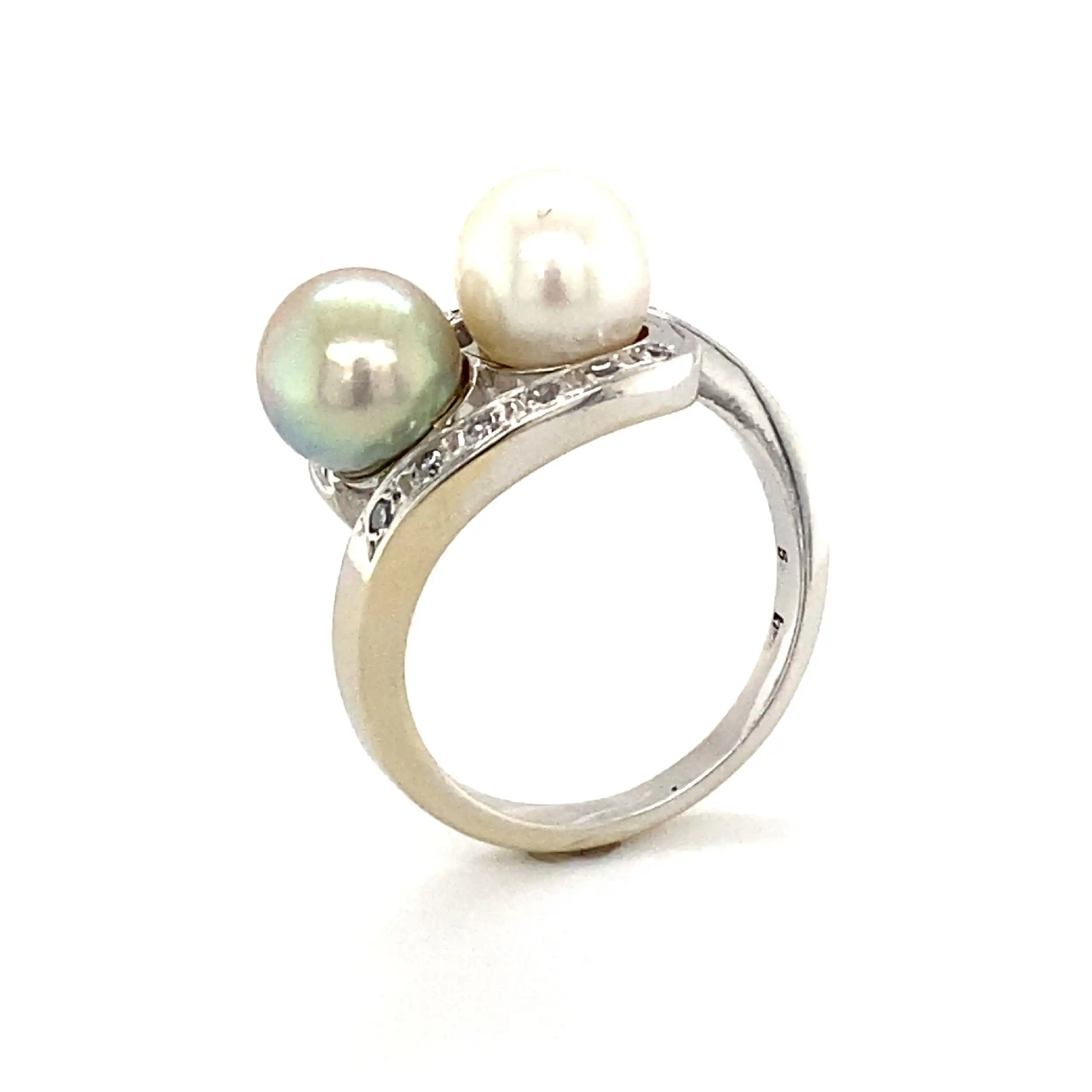 Ring Weißgold mit Perlen & Diamanten