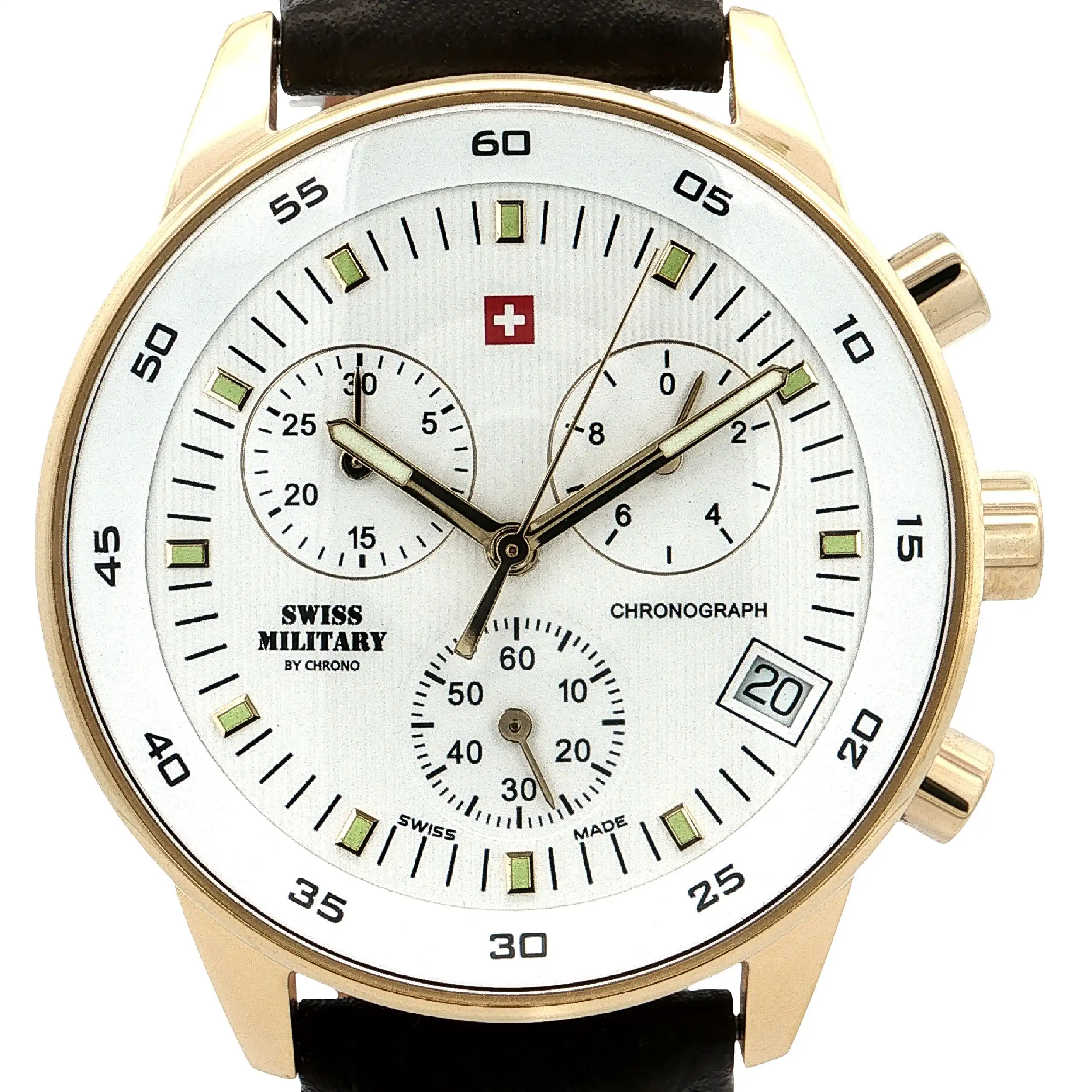 Herrenuhr Quartz Swiss Military Chronograph vergoldet Herrenuhr Quartz Swiss Military Chronograph vergoldet