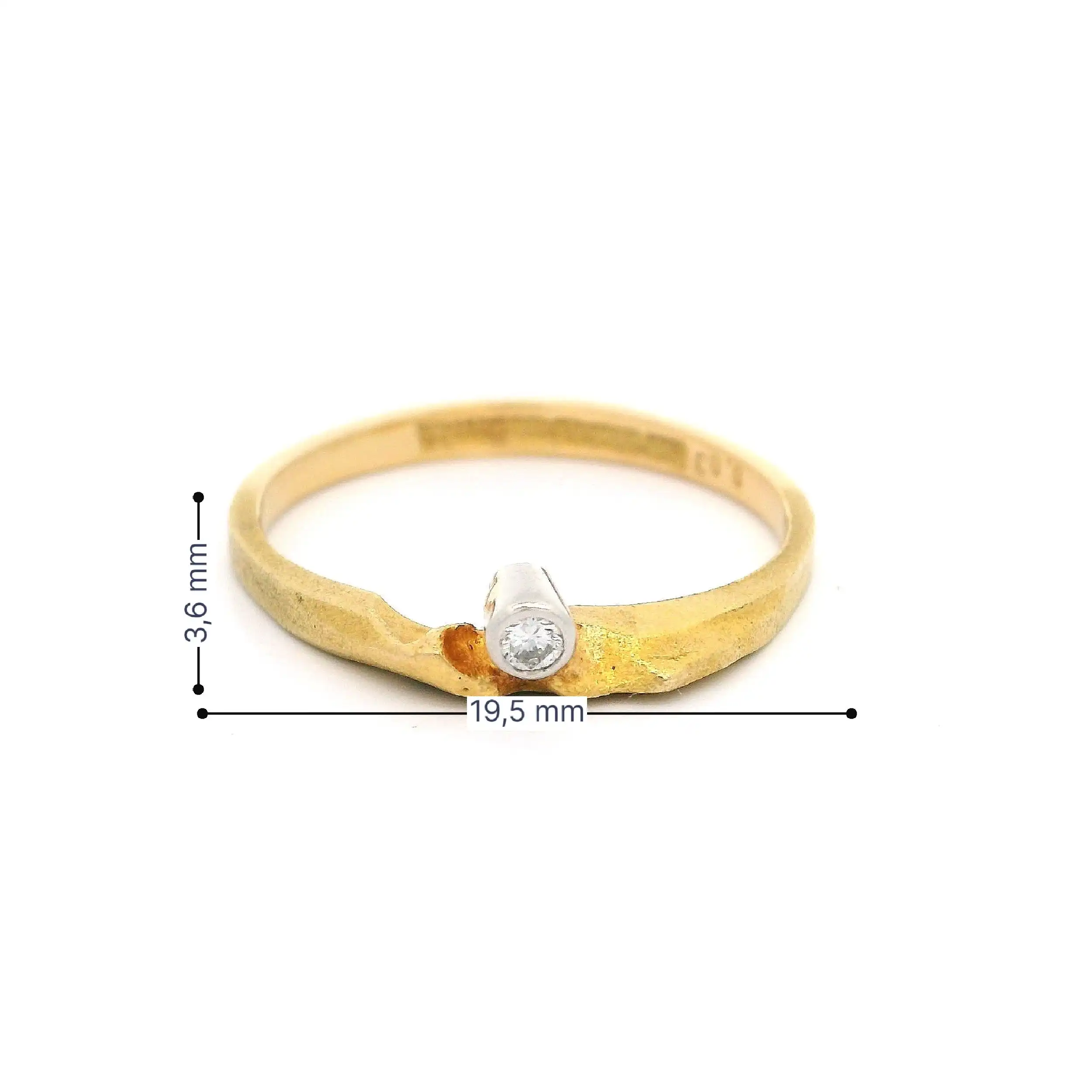 Ring Bicolor Lapponia Admeta 1989 M8 mit Brillant Solitär, graviert mit 0,03ct Ring Bicolor Lapponia Admeta 1989 M8 mit Brillant Solitär, graviert mit 0,03ct