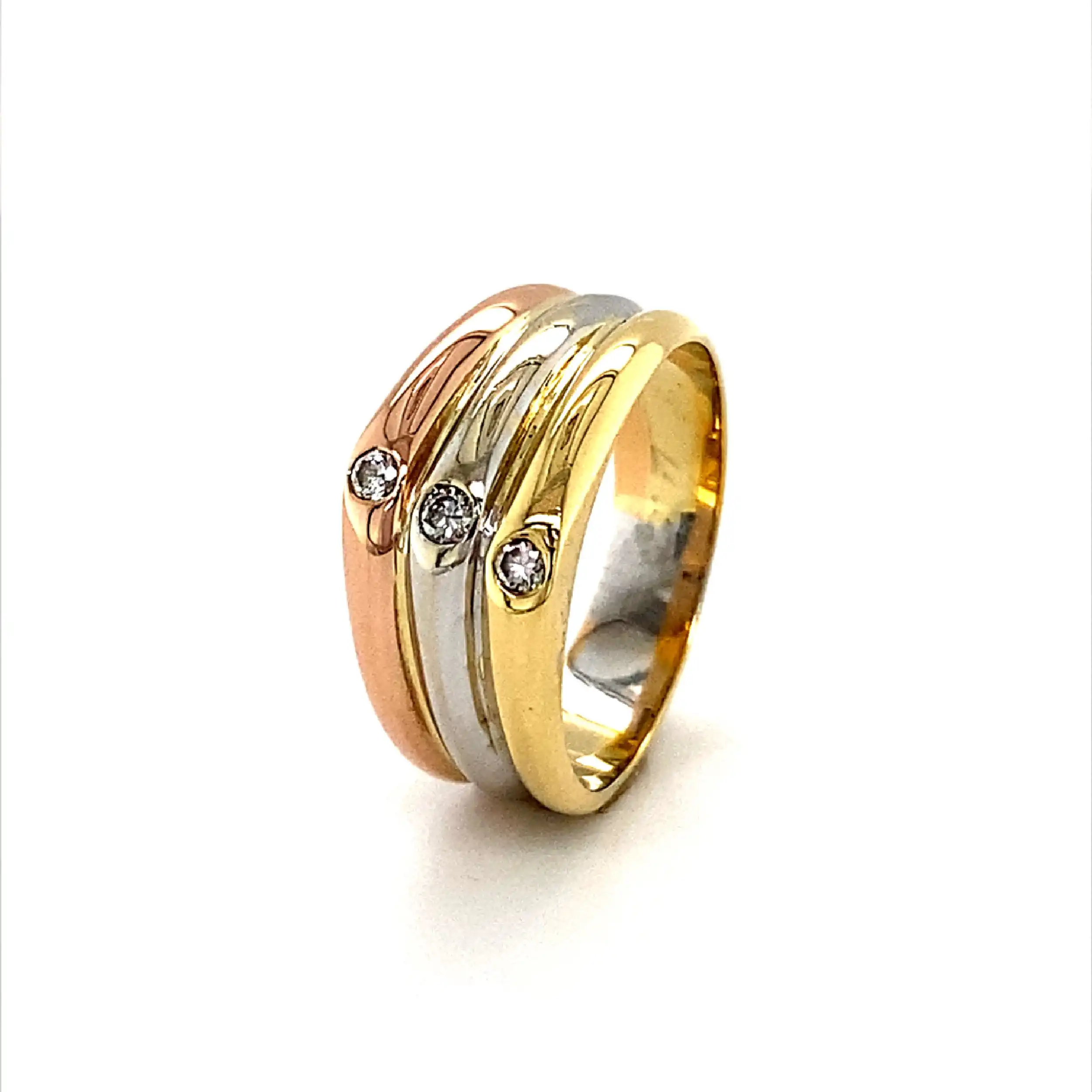 Ring Tricolor mit Brillanten Ring Tricolor mit Brillanten