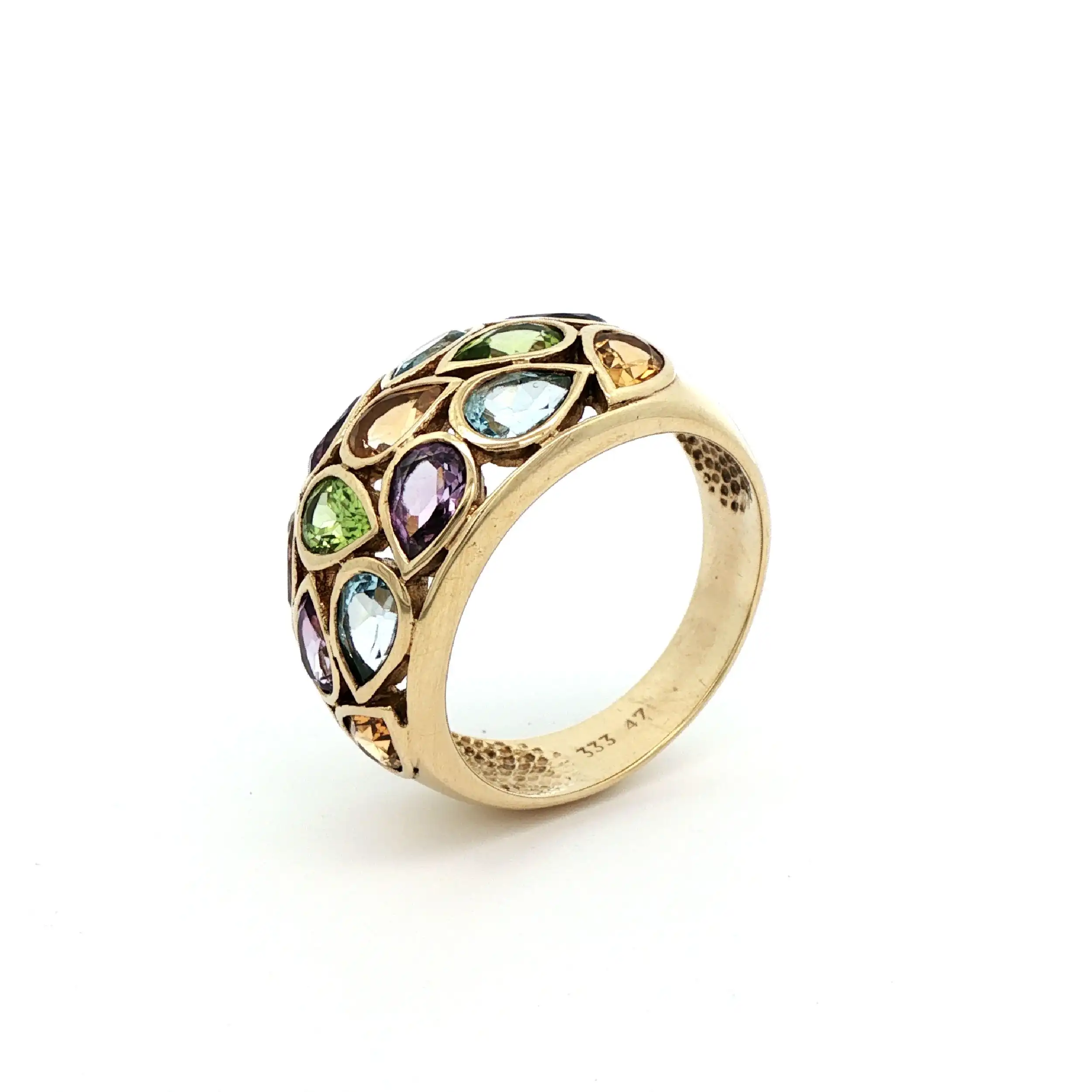 Ring Gelbgold mit diversen Farbsteinen