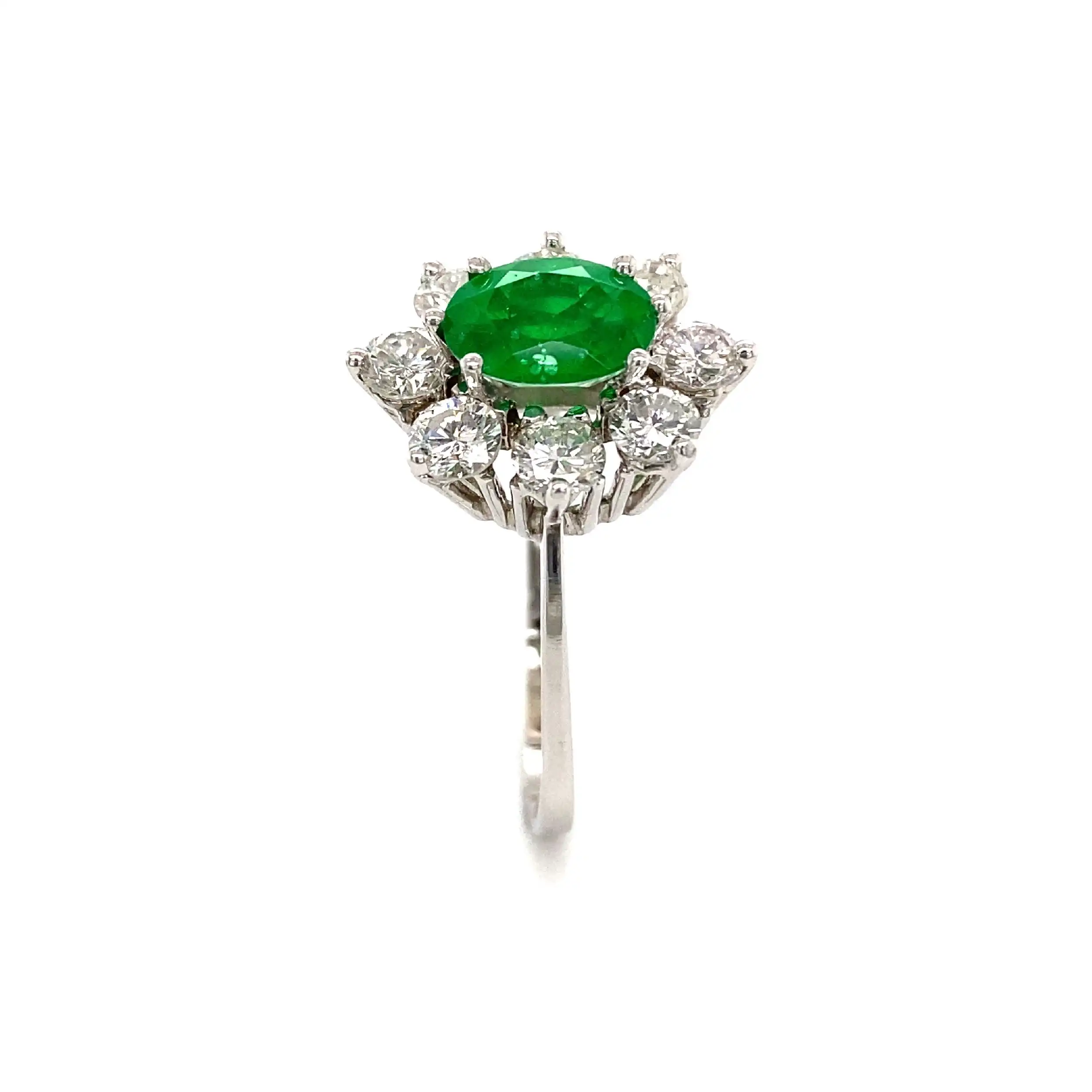 Ring Weißgold mit grüner Beryll-Triplette & Brillanten