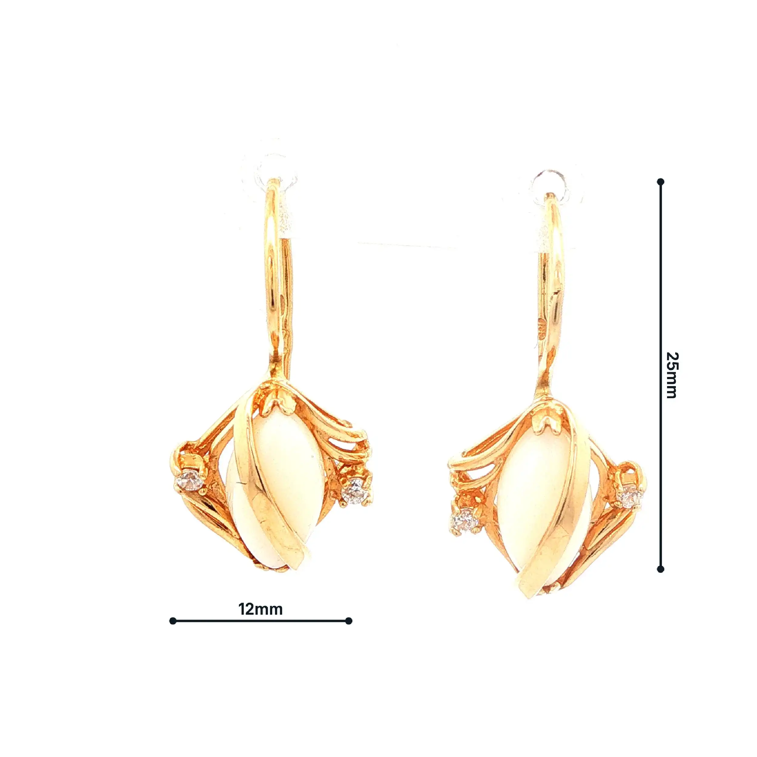 Ohrhänger Gelbgold mit Zirkonia und Farbstein mit opalähnlicher Optik Ohrhänger Gelbgold mit Zirkonia und Farbstein mit opalähnlicher Optik
