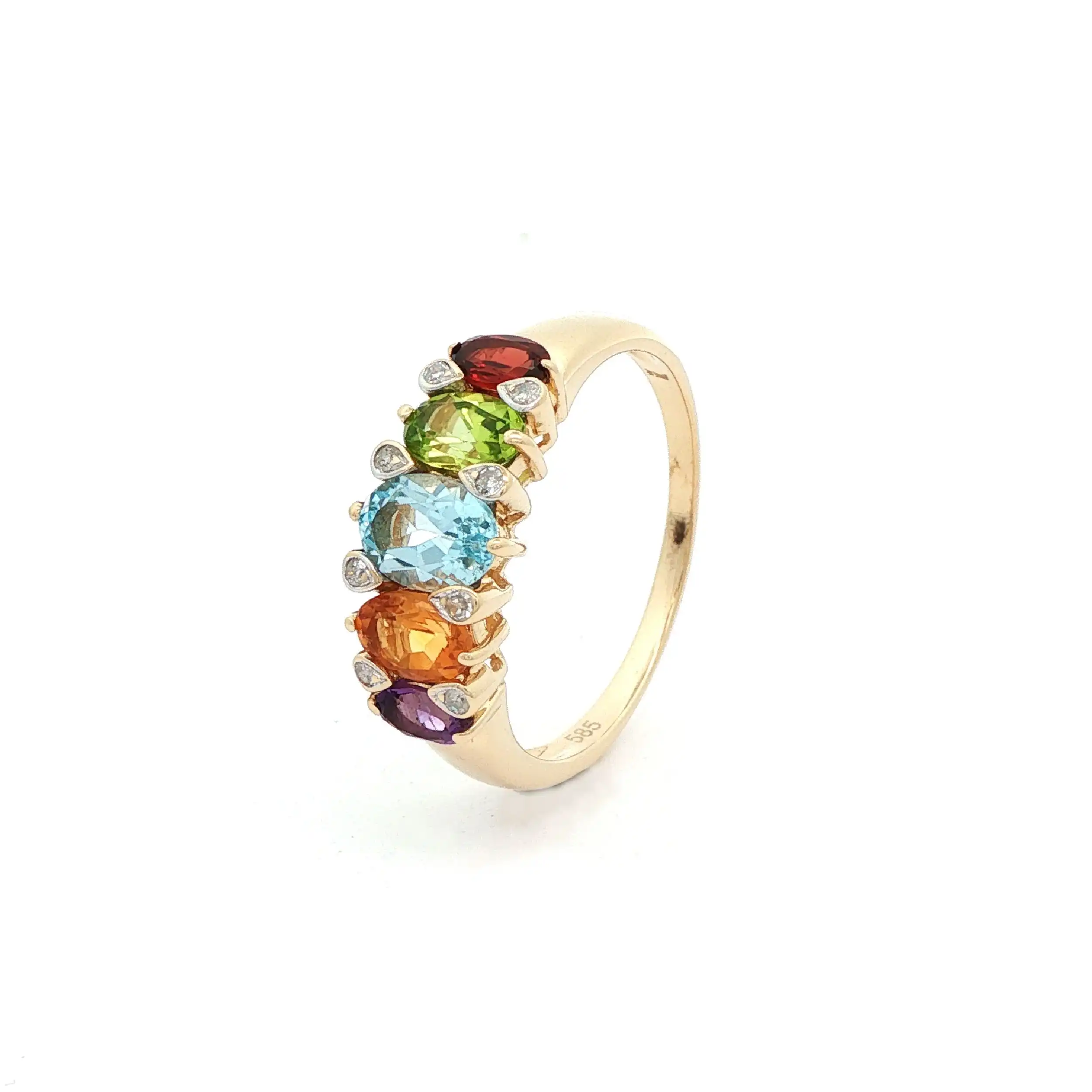Ring Gelbgold mit diversen Topase und Diamanten