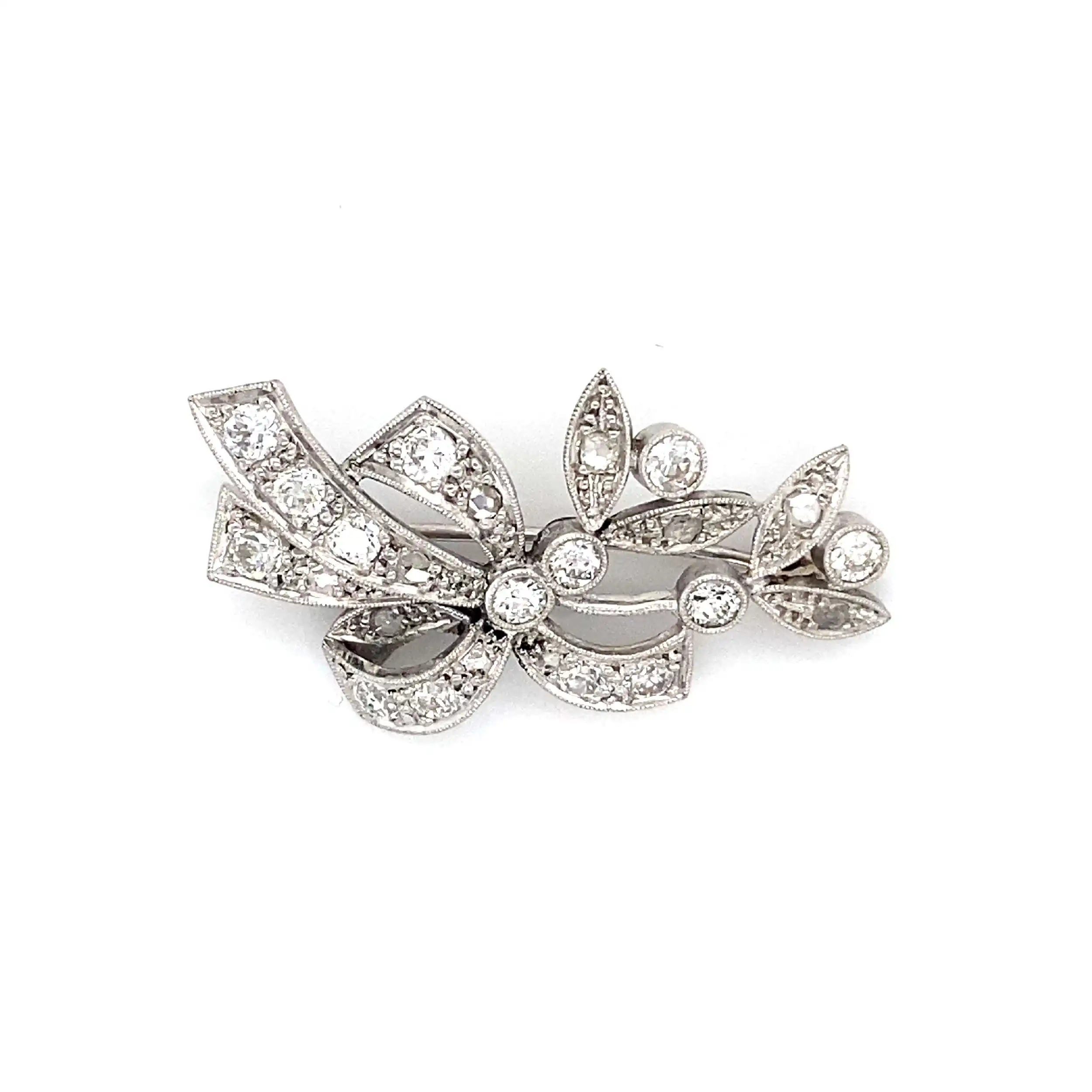 Brosche Weißgold mit Brillanten und Diamanten Brosche Weißgold mit Brillanten und Diamanten