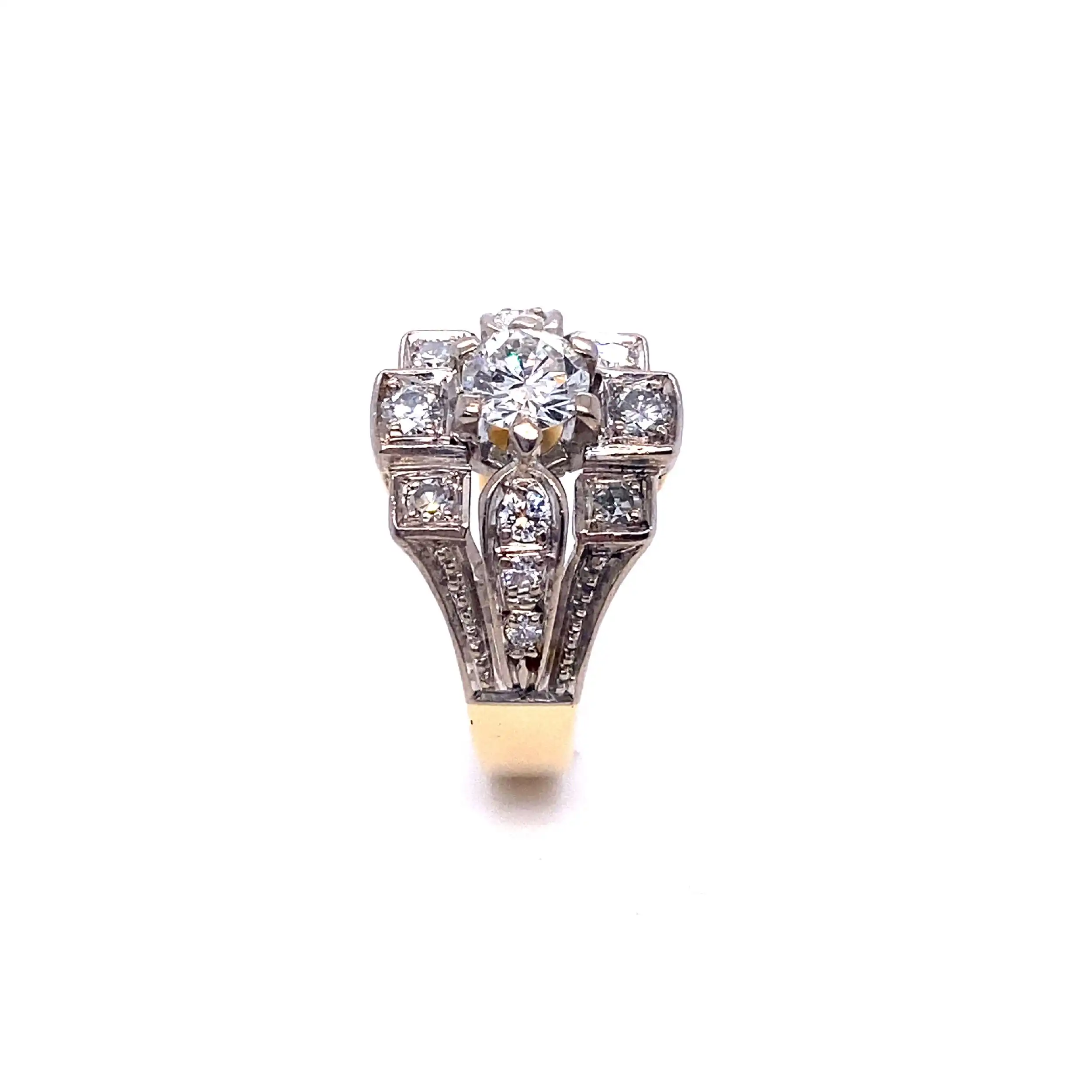 Ring bicolor mit Solitär ca. 0,65ct und Melee Brillanten Ring bicolor mit Solitär ca. 0,65ct und Melee Brillanten