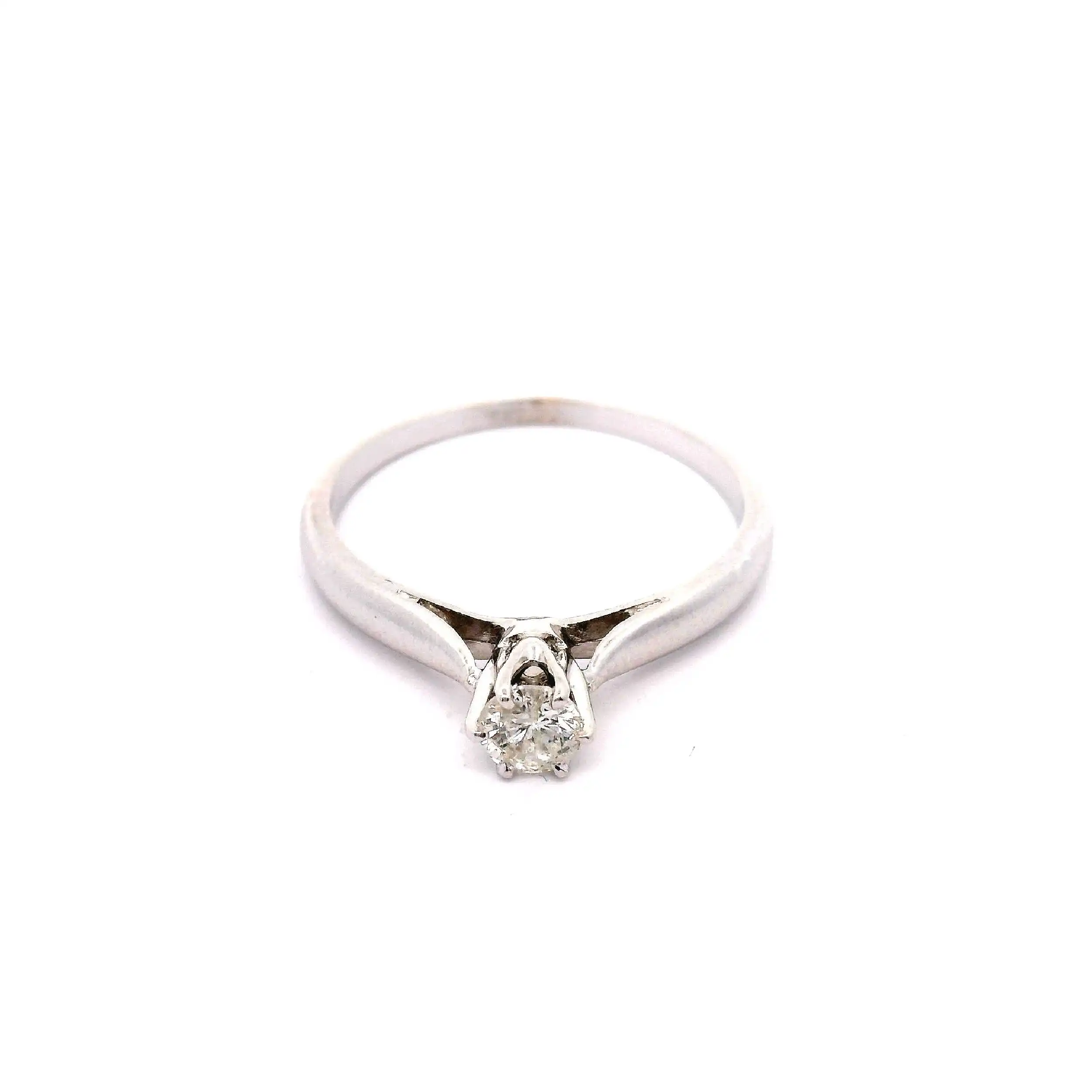 Solitärring Weißgold mit Brillant, graviert mit 0.20ct