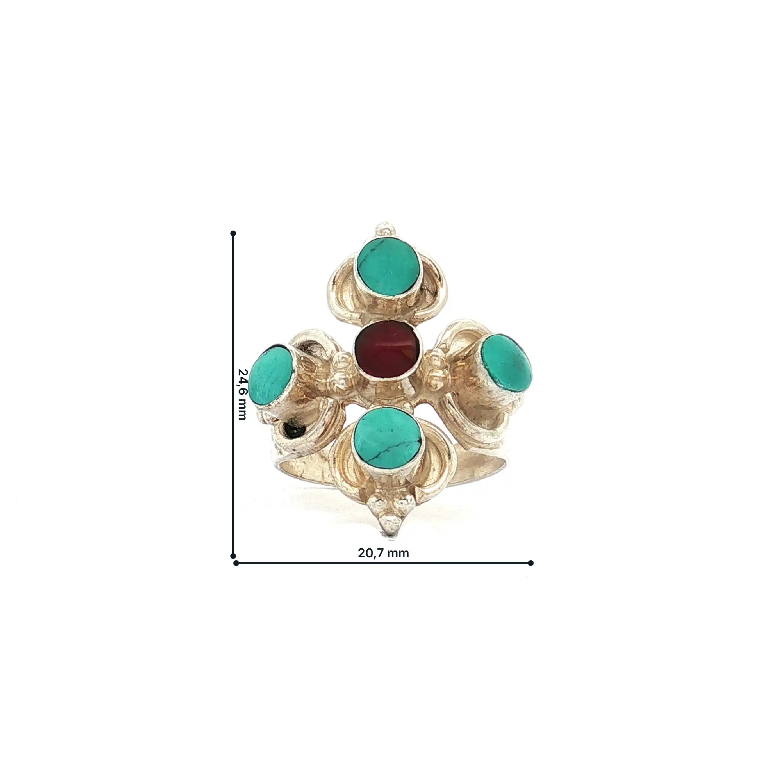 Ring mit Türkis und roten Stein Ring mit Türkis und roten Stein