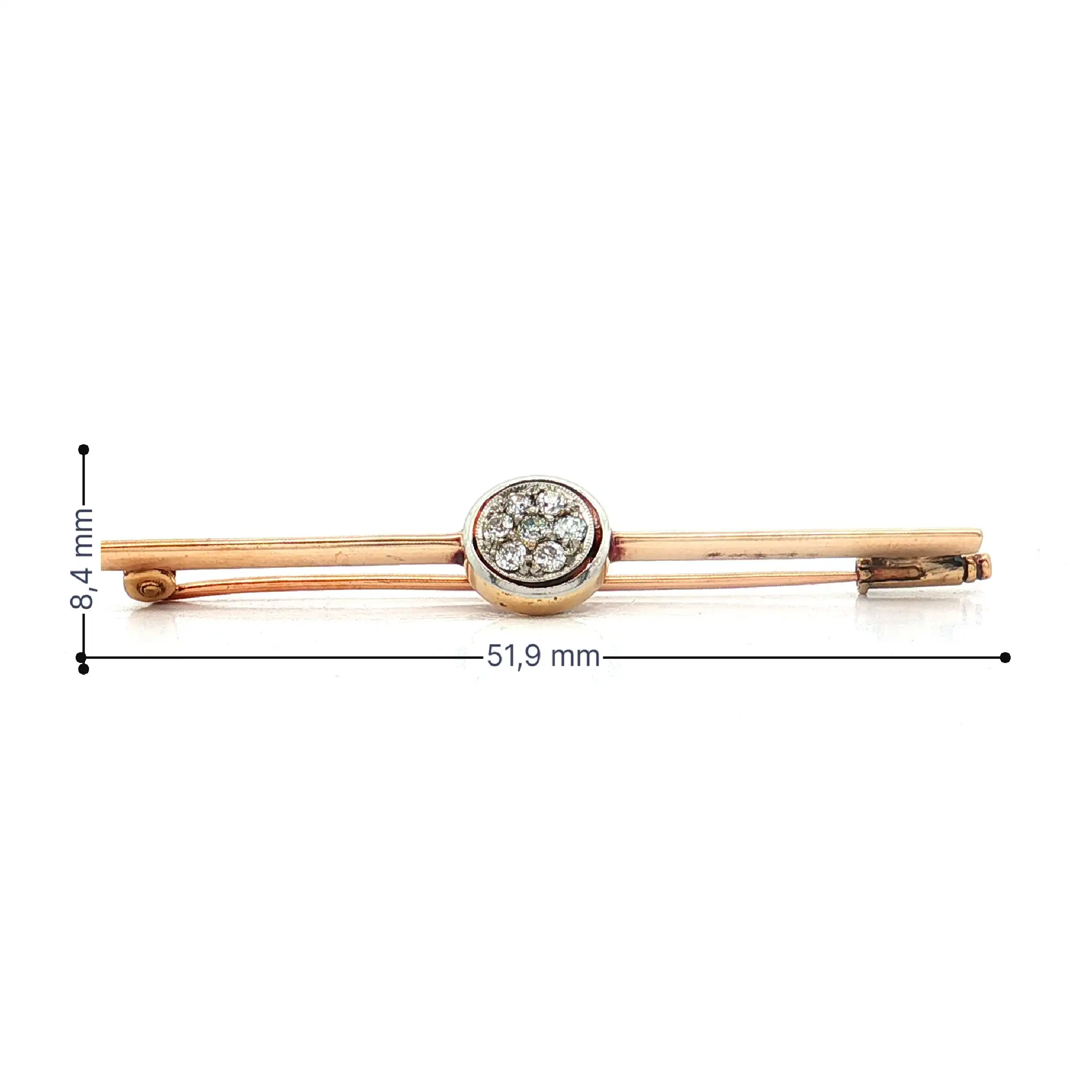 Nadel Bicolor mit Diamanten Altschliff Nadel Bicolor mit Diamanten Altschliff
