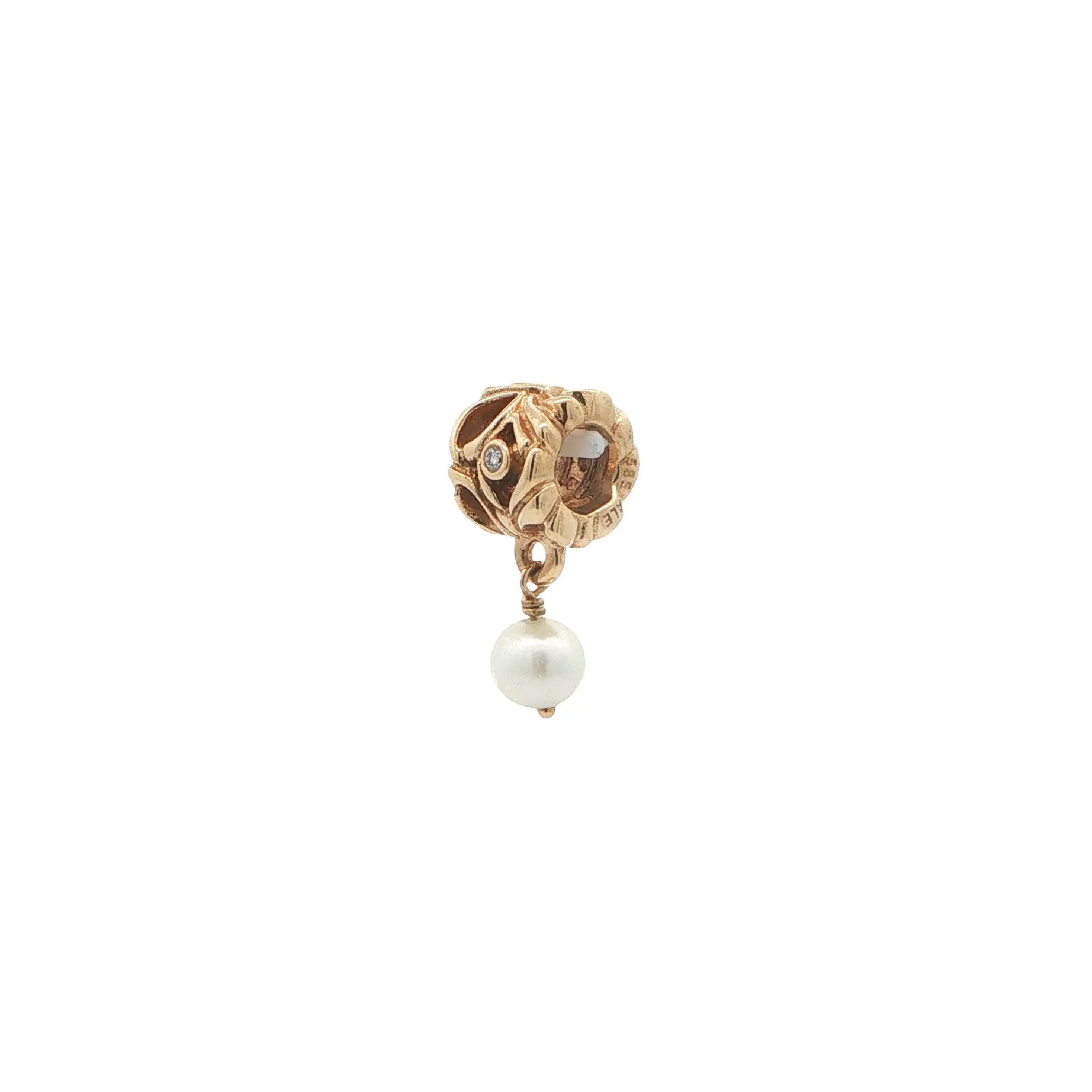 Pandora Charm Gelbgold mit Perle & Brillanten Pandora Charm Gelbgold mit Perle & Brillanten