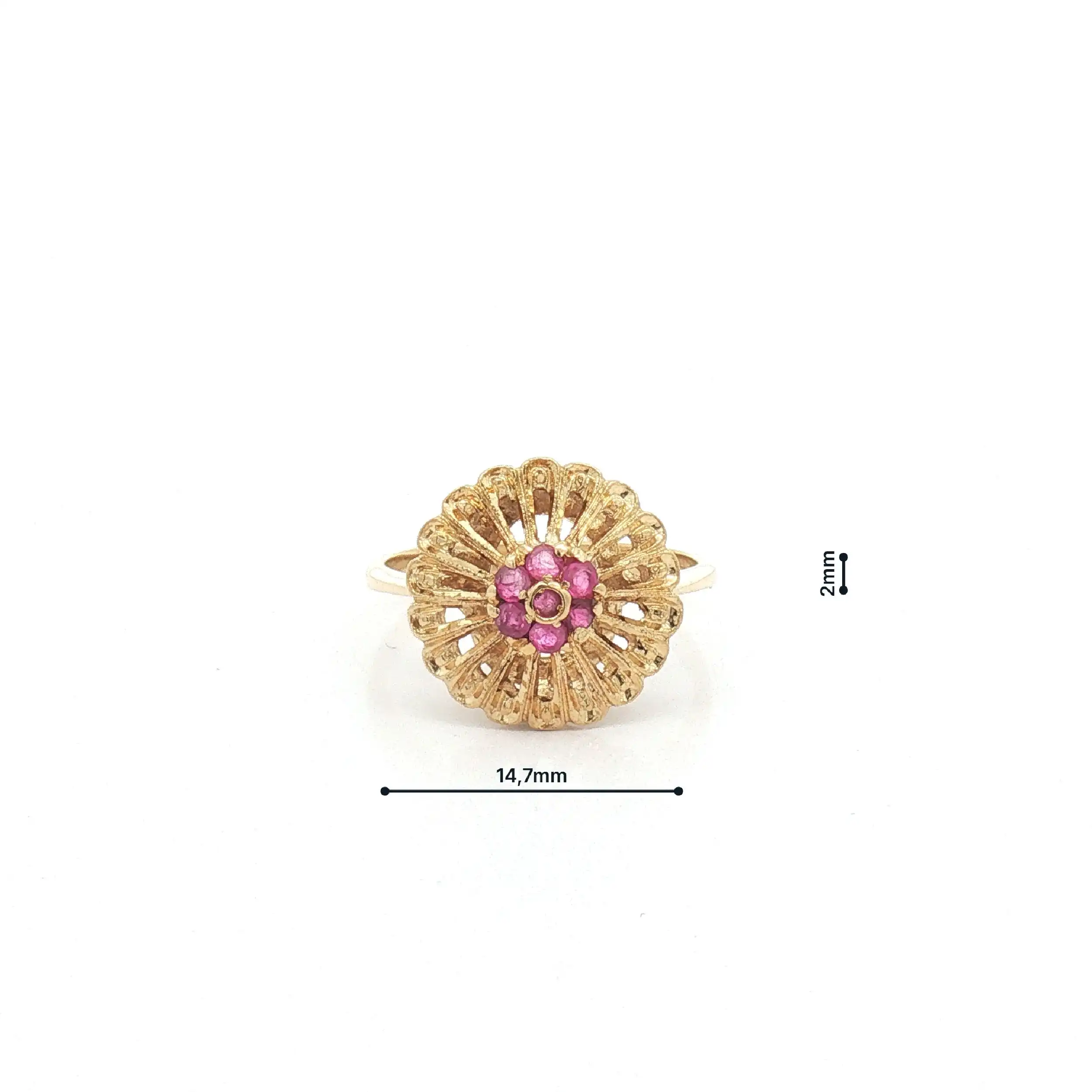 Ring Gelbgold rund mit rosa Farbsteinen