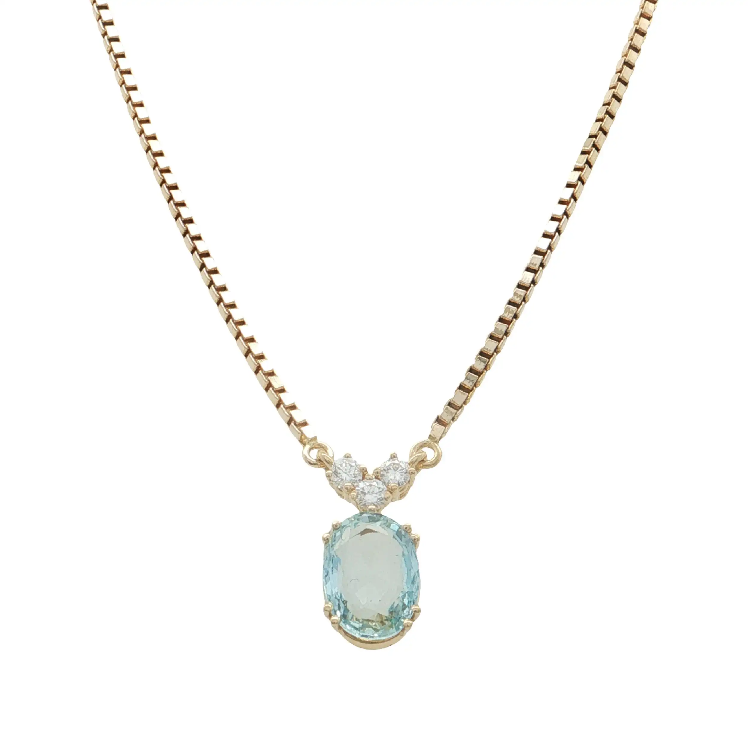 Collier Gelbgold mit Aquamarin und Brillanten Collier Gelbgold mit Aquamarin und Brillanten