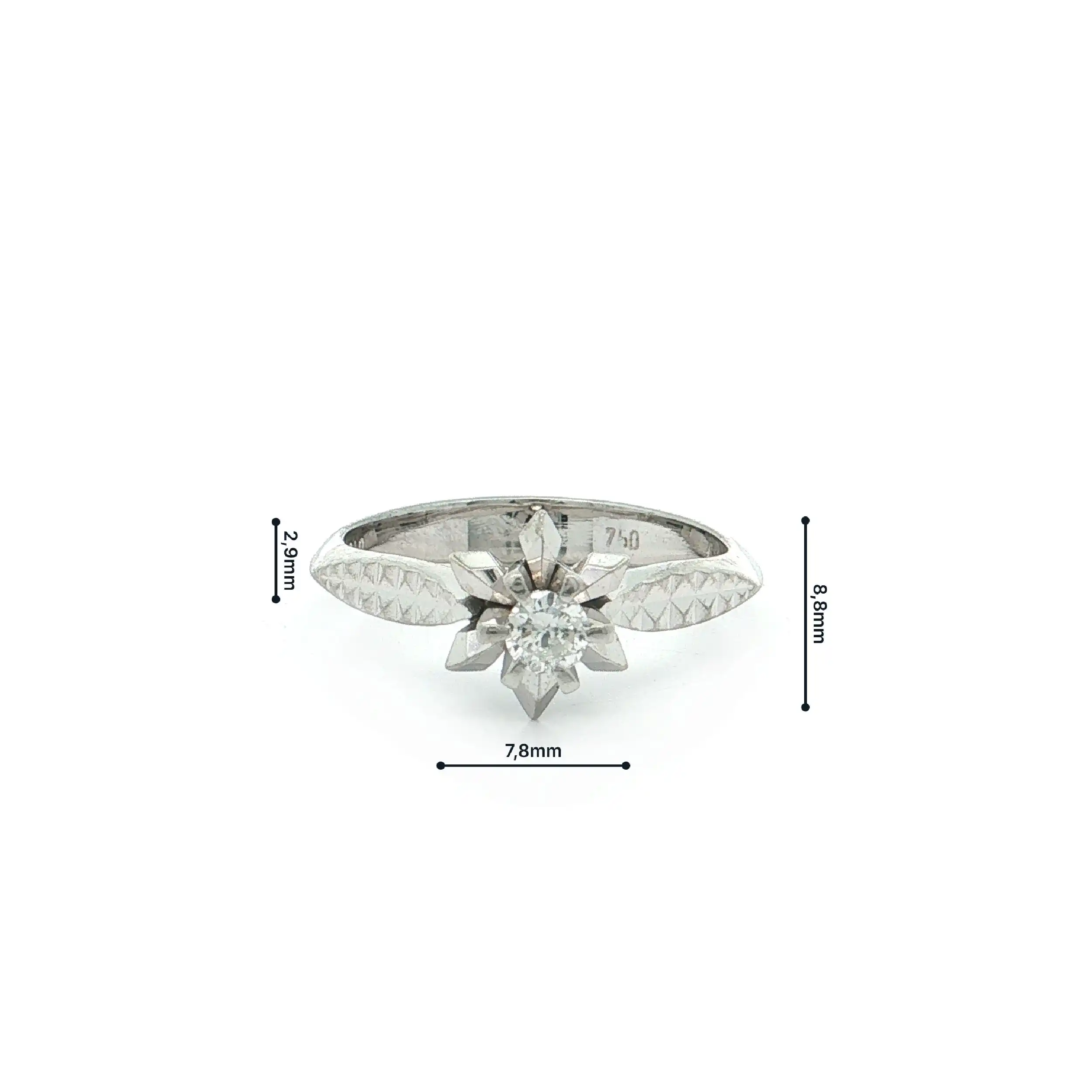 Ring Weißgold mit Brillant, graviert mit 0,13ct Ring Weißgold mit Brillant, graviert mit 0,13ct