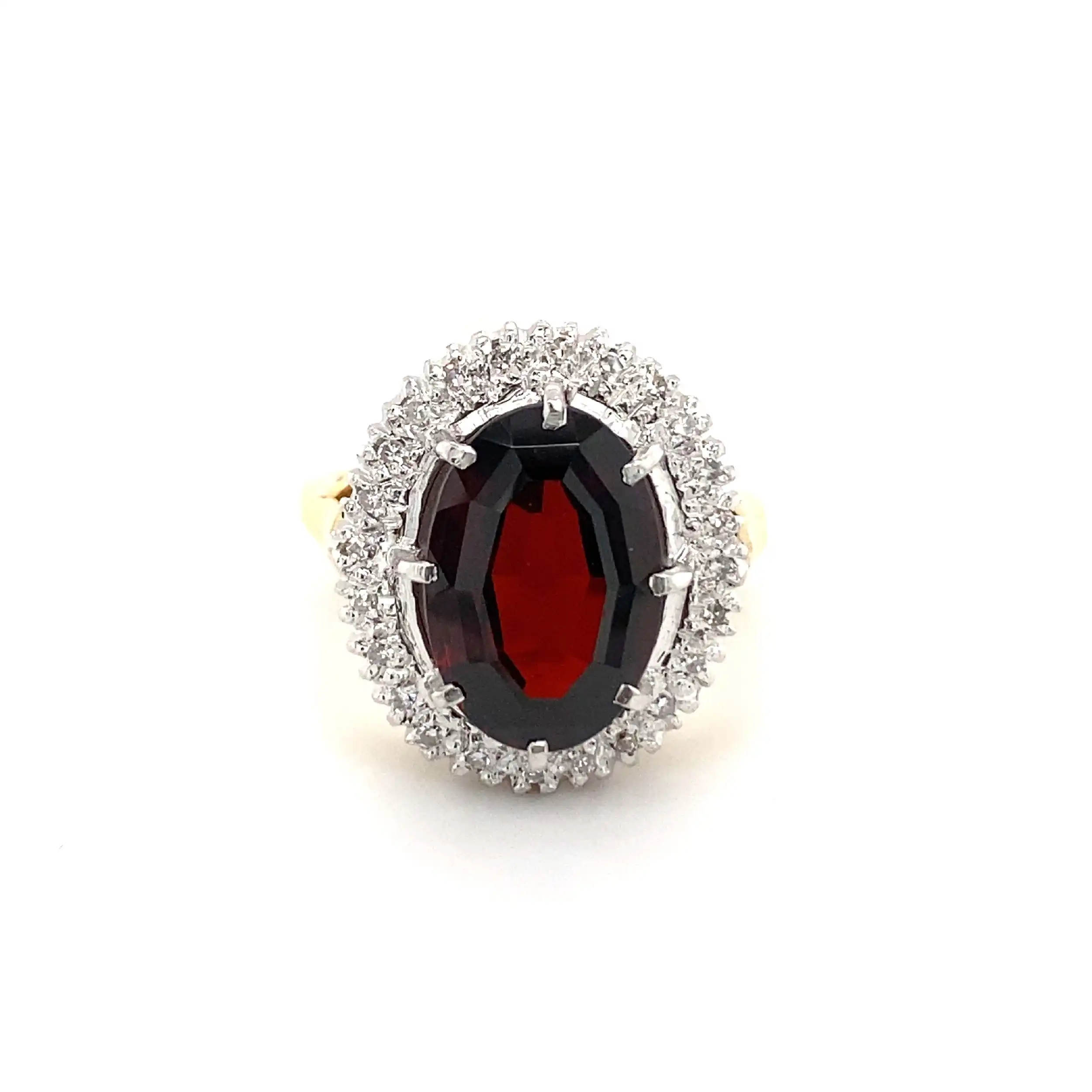 Ring Bicolor mit rotem Farbstein & Diamanten Ring Bicolor mit rotem Farbstein & Diamanten