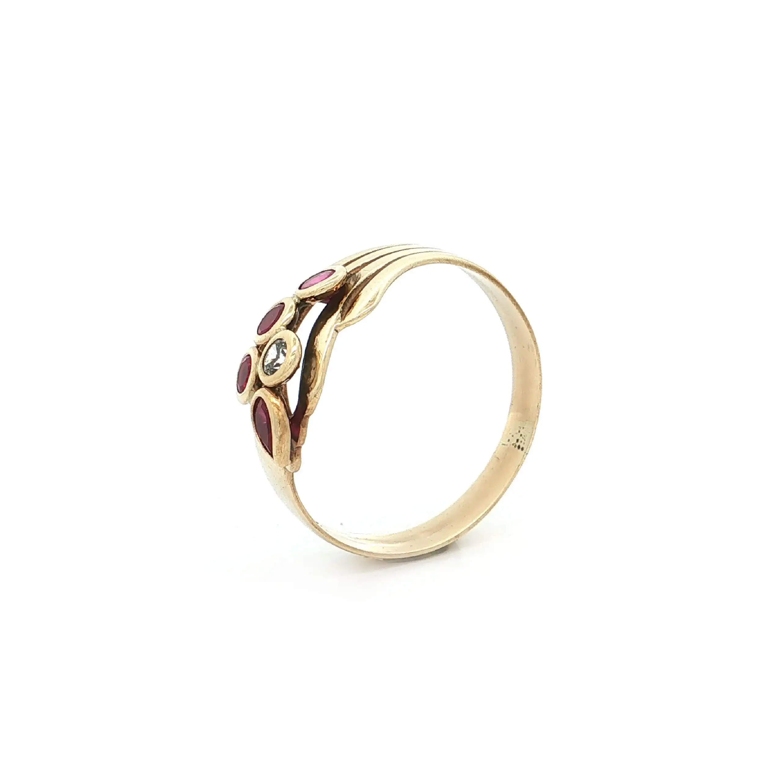 Ring Gelbgold mit roten und weißen Zirkonia